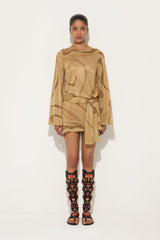 Pucci Marmo Print Lamè Dress with Belt