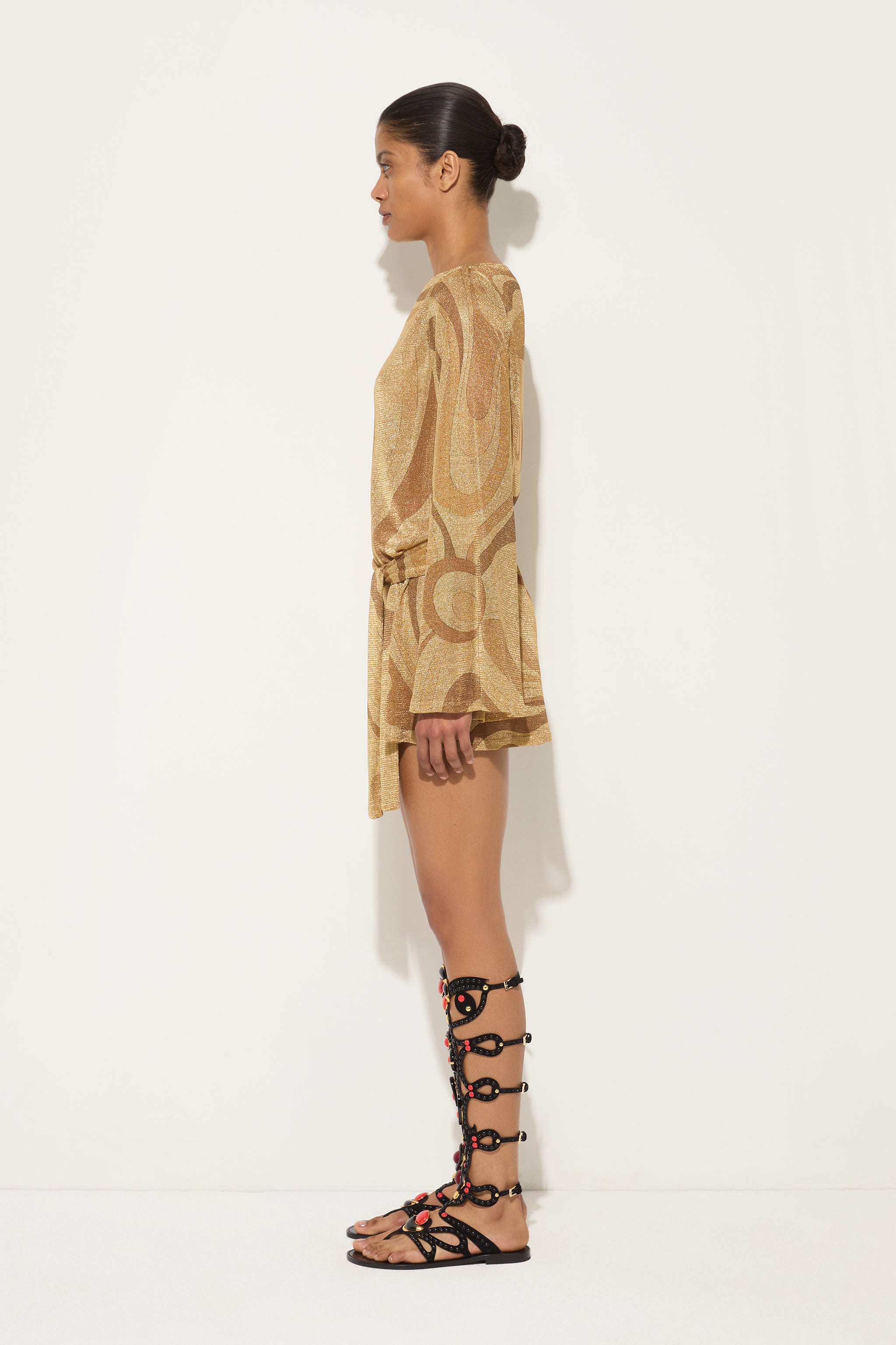 Pucci Marmo Print Lamè Dress with Belt