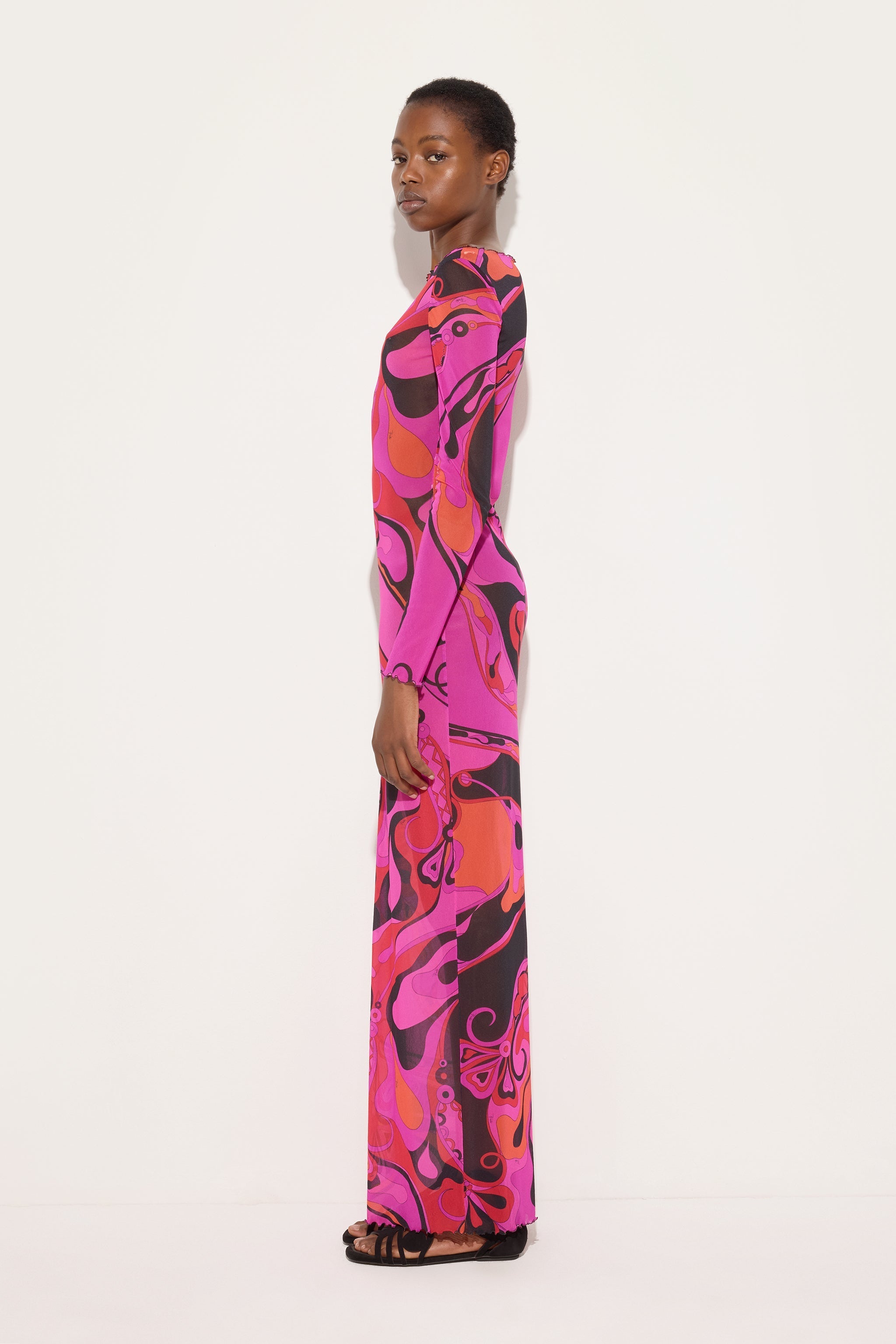 Pucci Orchidee Print Tulle Dress