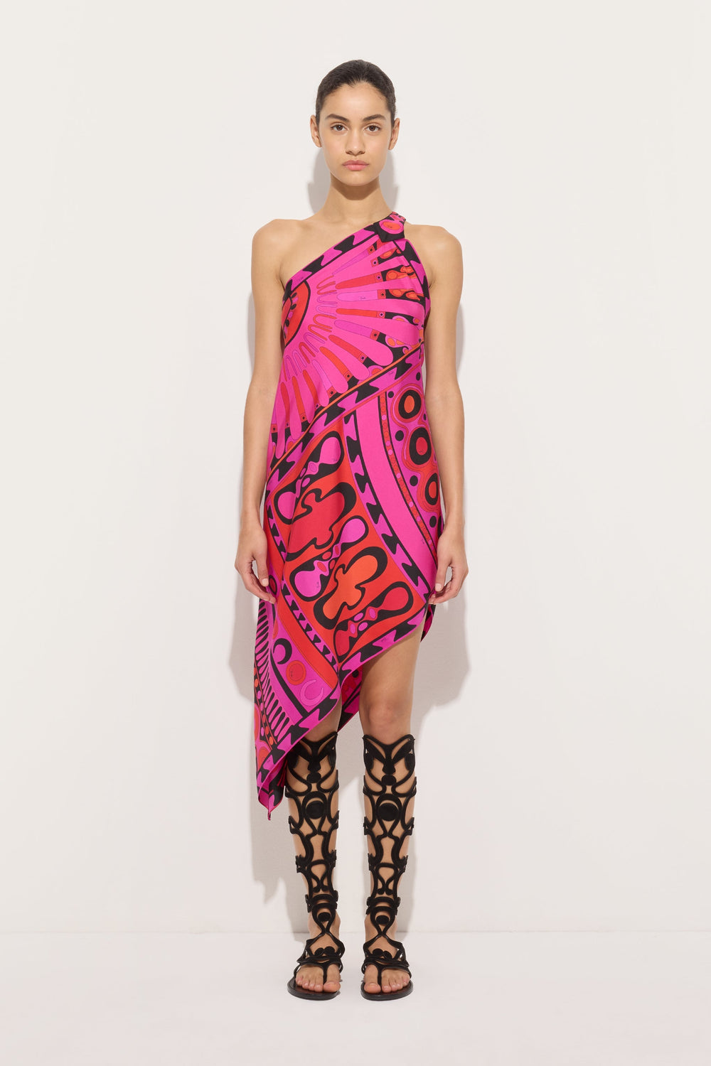 Pucci Soleil Print One-Shoulder Dress