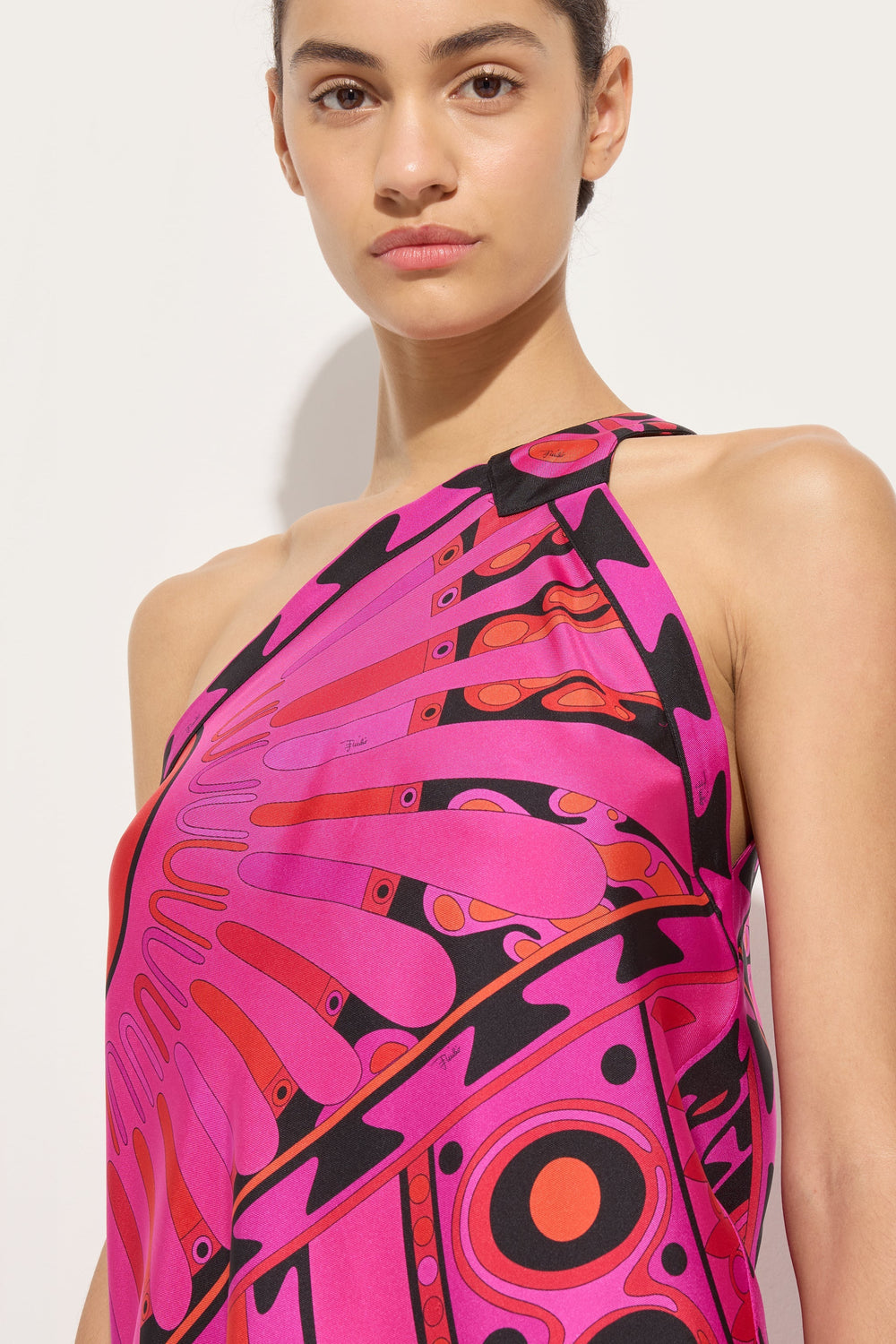 Pucci Soleil Print One-Shoulder Dress