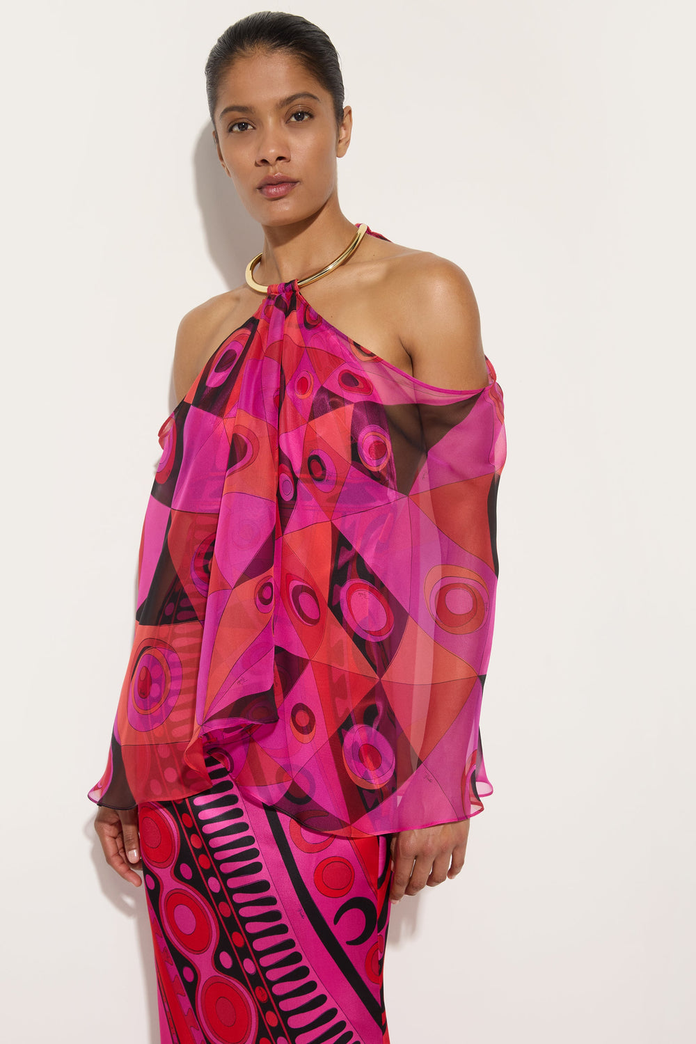 Pucci Occhi Print Satin and Chiffon Dress