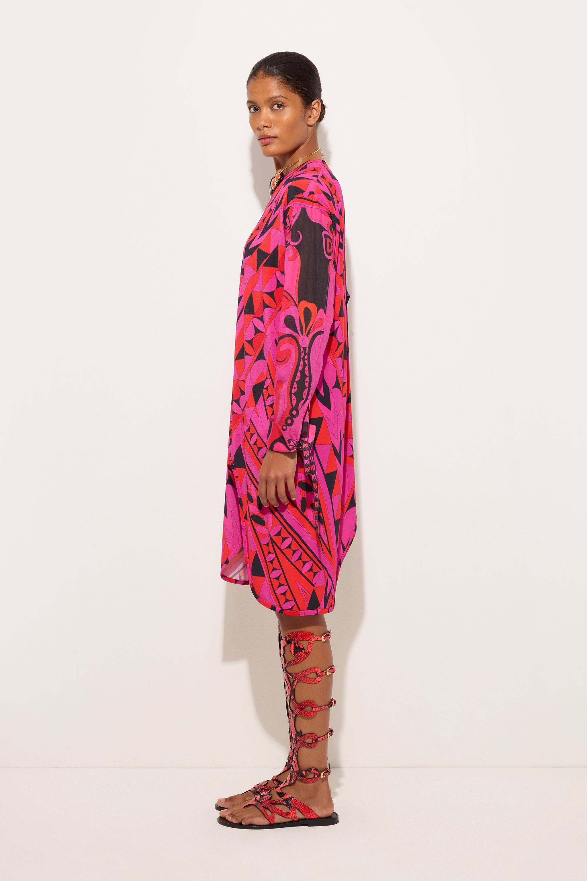 Pucci Manuba Print Long-Sleeved Dress