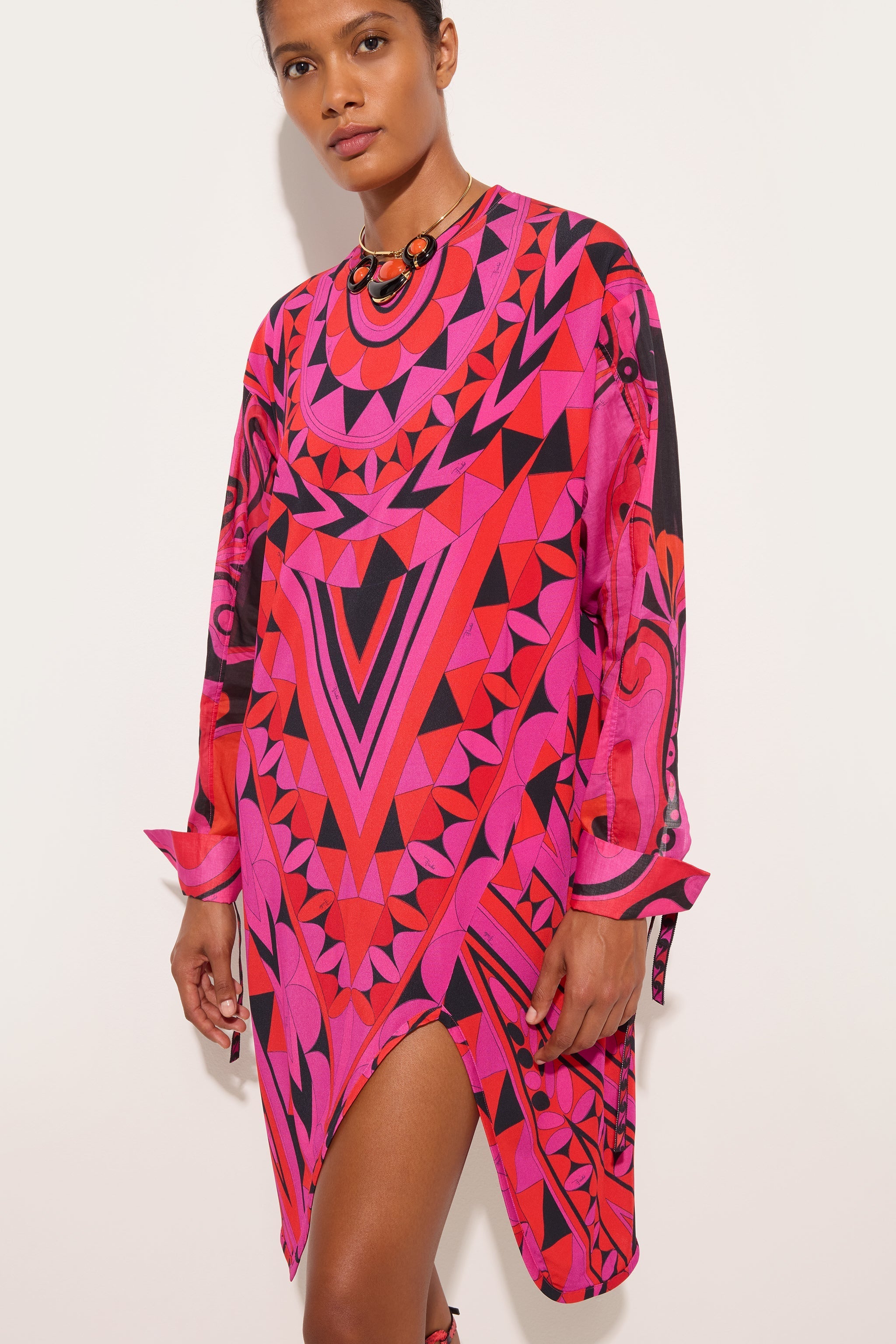 Pucci Manuba Print Long-Sleeved Dress