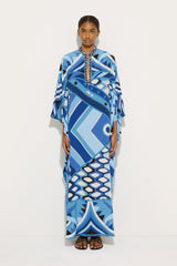 Pucci Vivara Print Long Kaftan with Embroidery