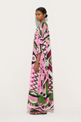 Pucci Vivara Print Long Kaftan with Embroidery