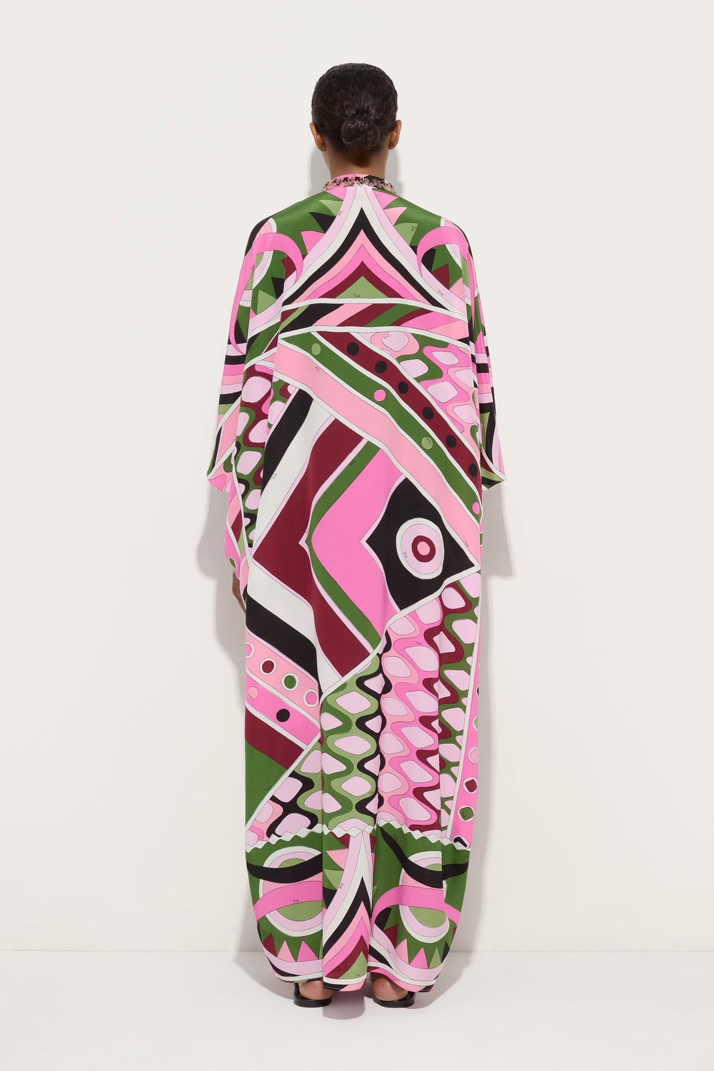 Pucci Vivara Print Long Kaftan with Embroidery