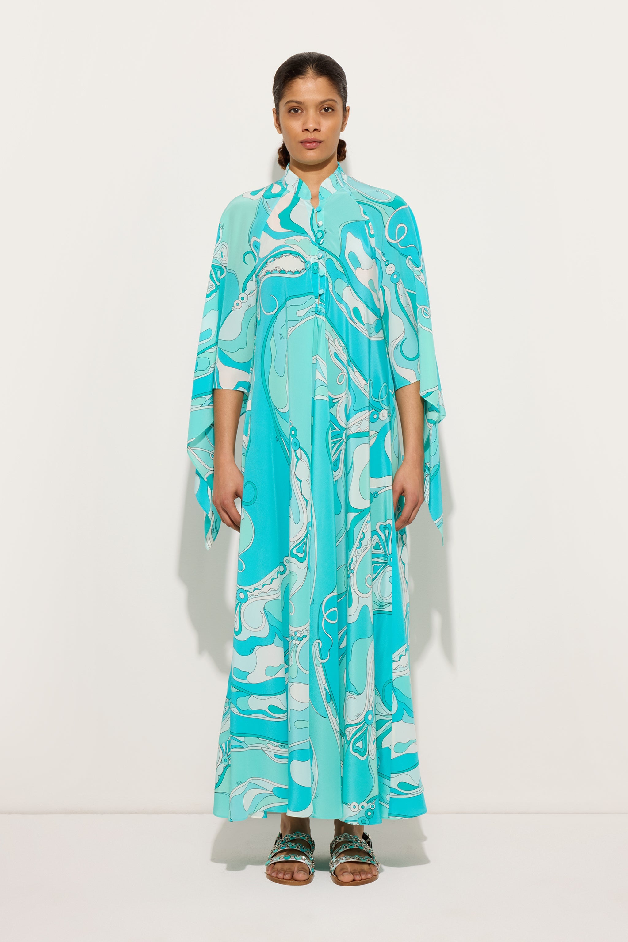 Pucci Orchidee Print Long Kaftan