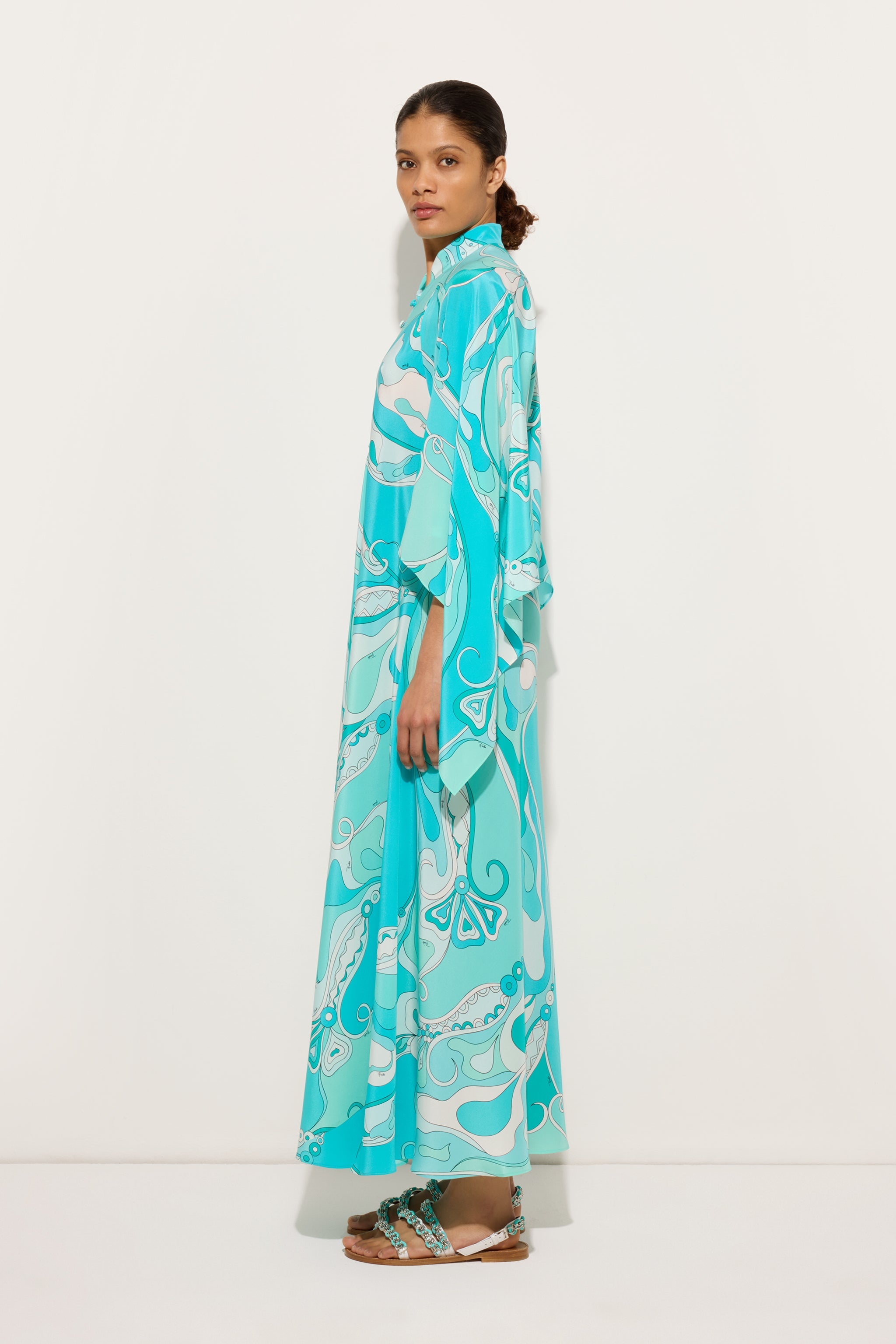 Pucci Orchidee Print Long Kaftan