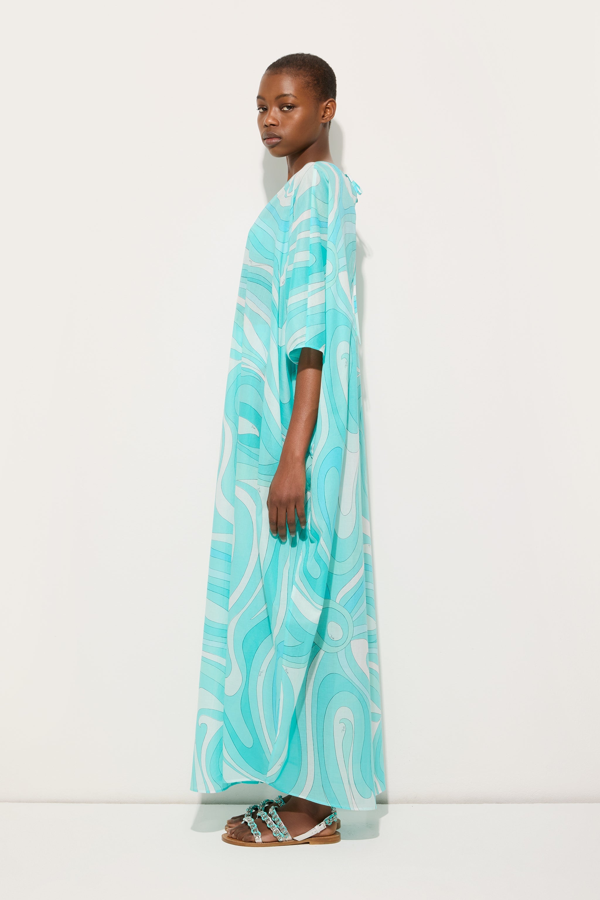 Pucci Marmo Print Long Cotton Kaftan