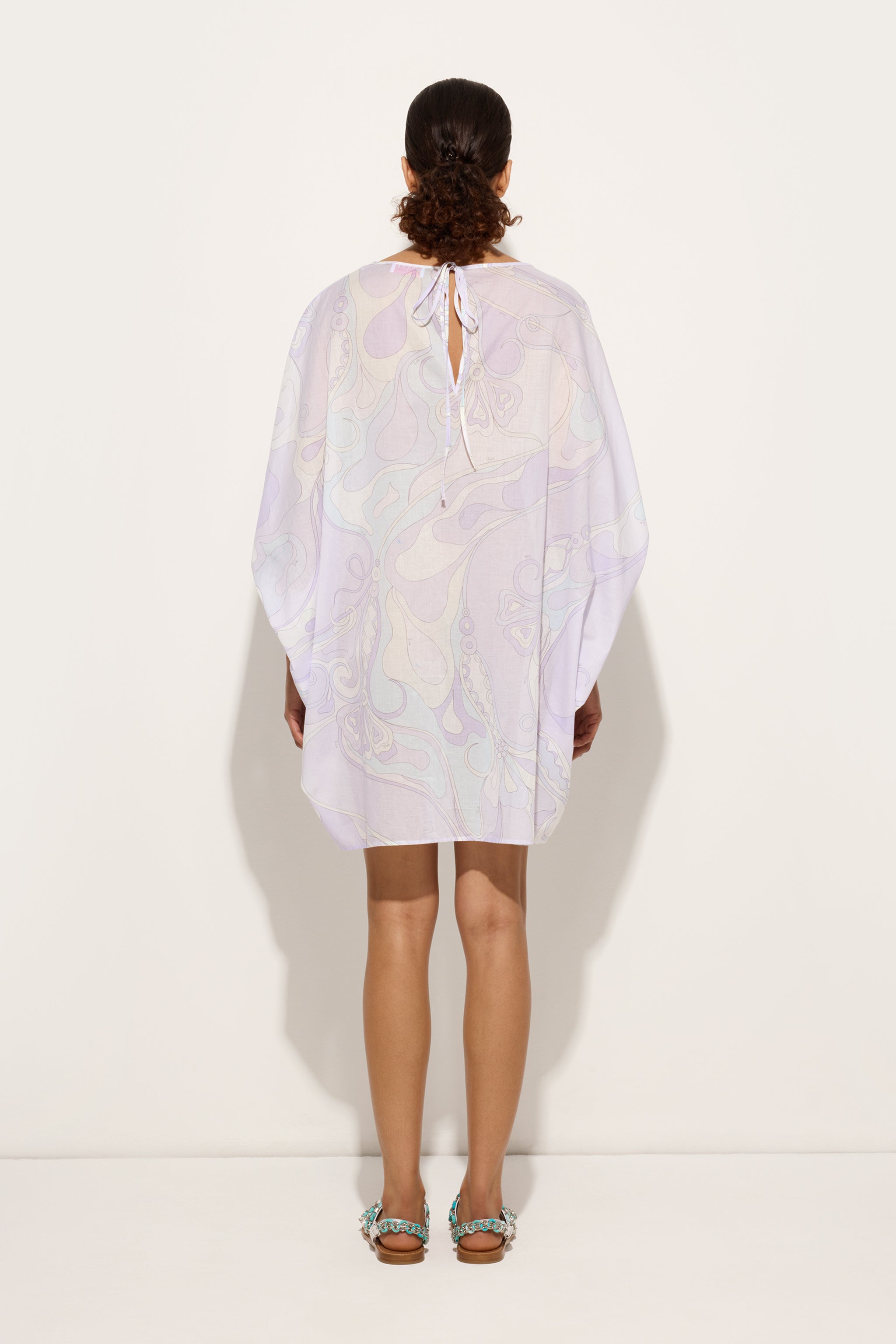 Pucci Orchidee Print Short Cotton Kaftan