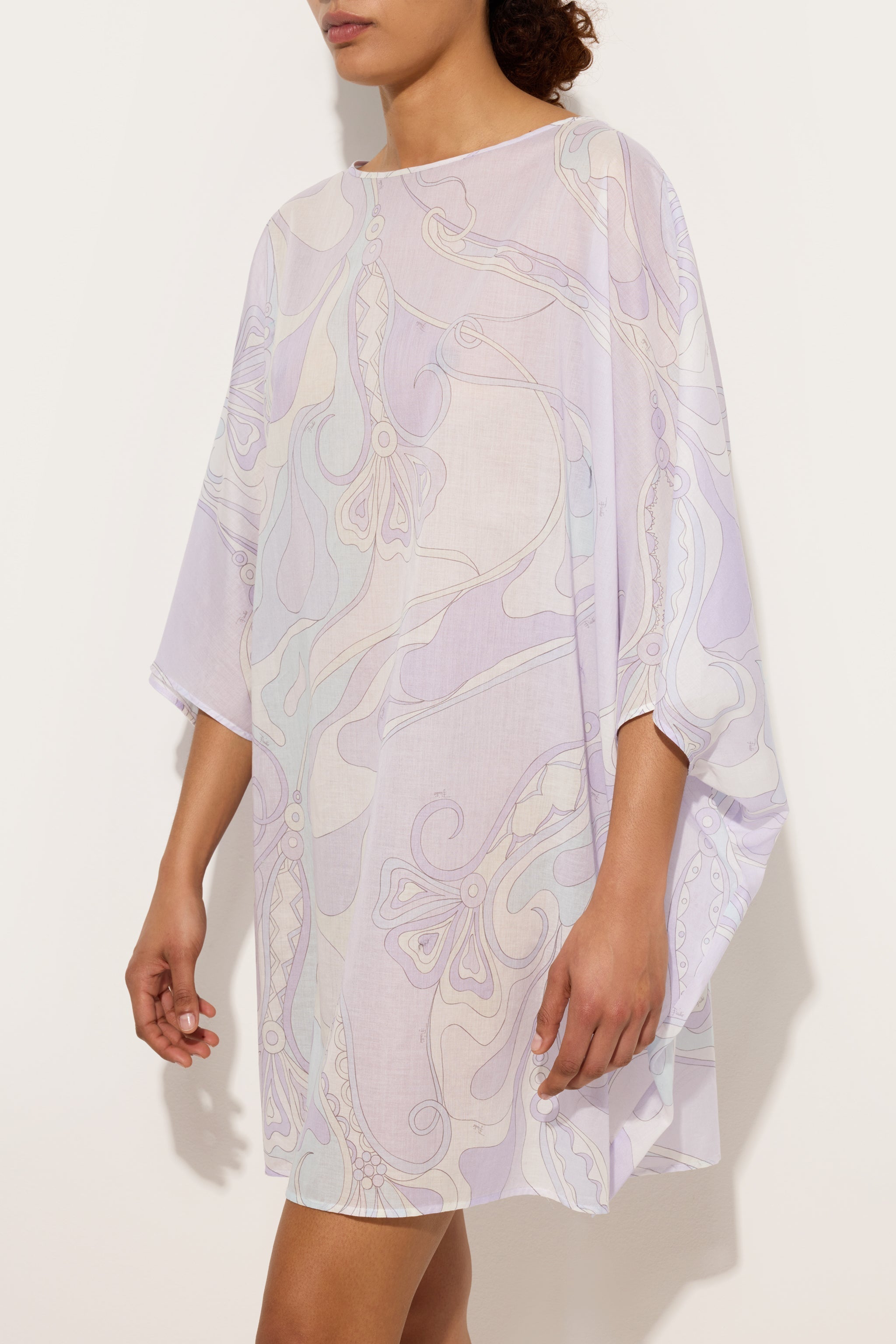 Pucci Orchidee Print Short Cotton Kaftan