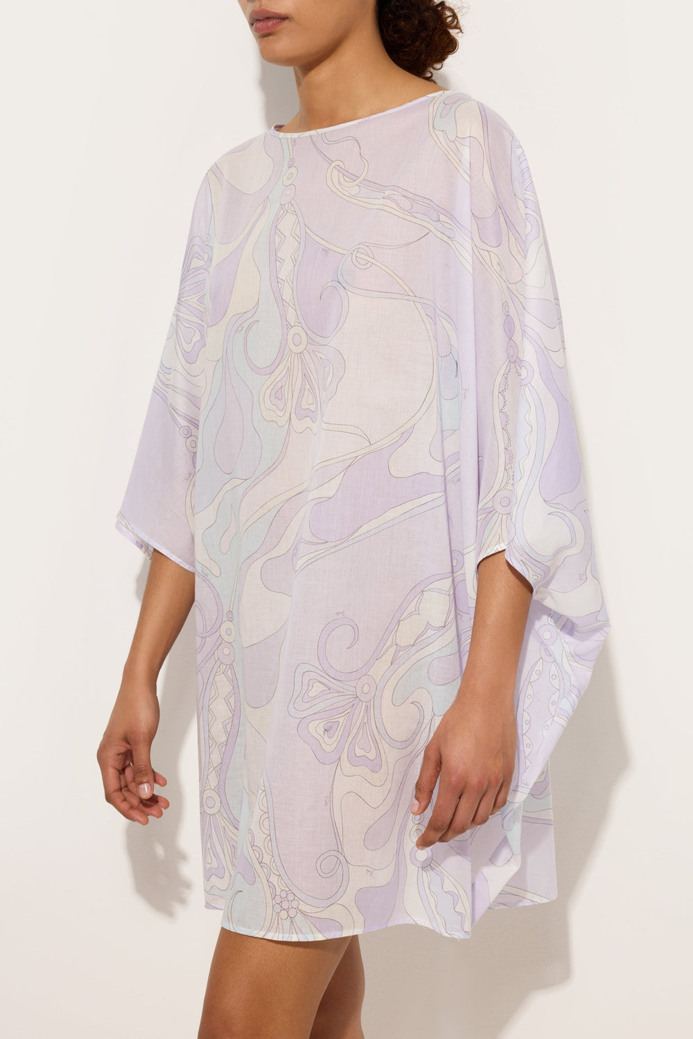 Pucci Orchidee Print Short Cotton Kaftan