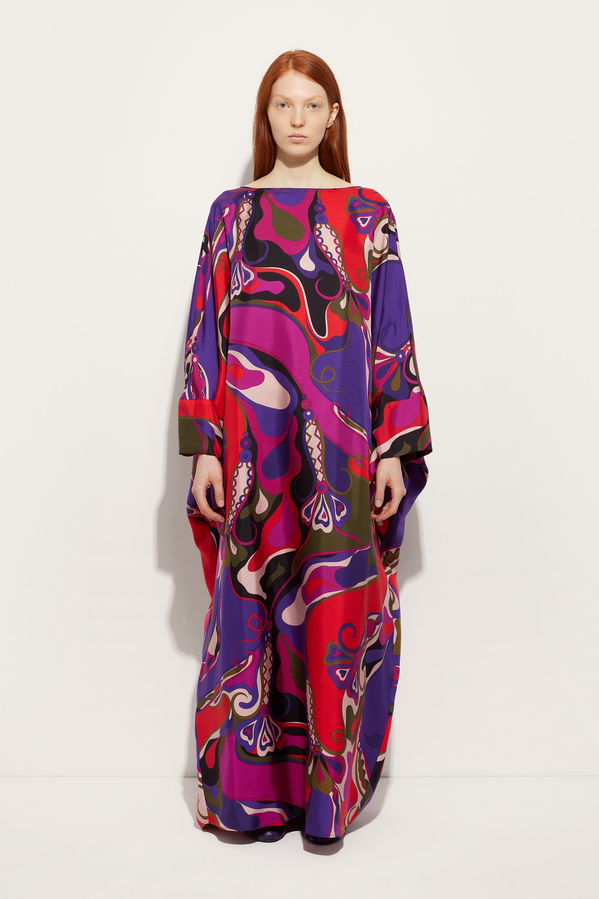 Pucci Orchidee Print Long Silk Kaftan