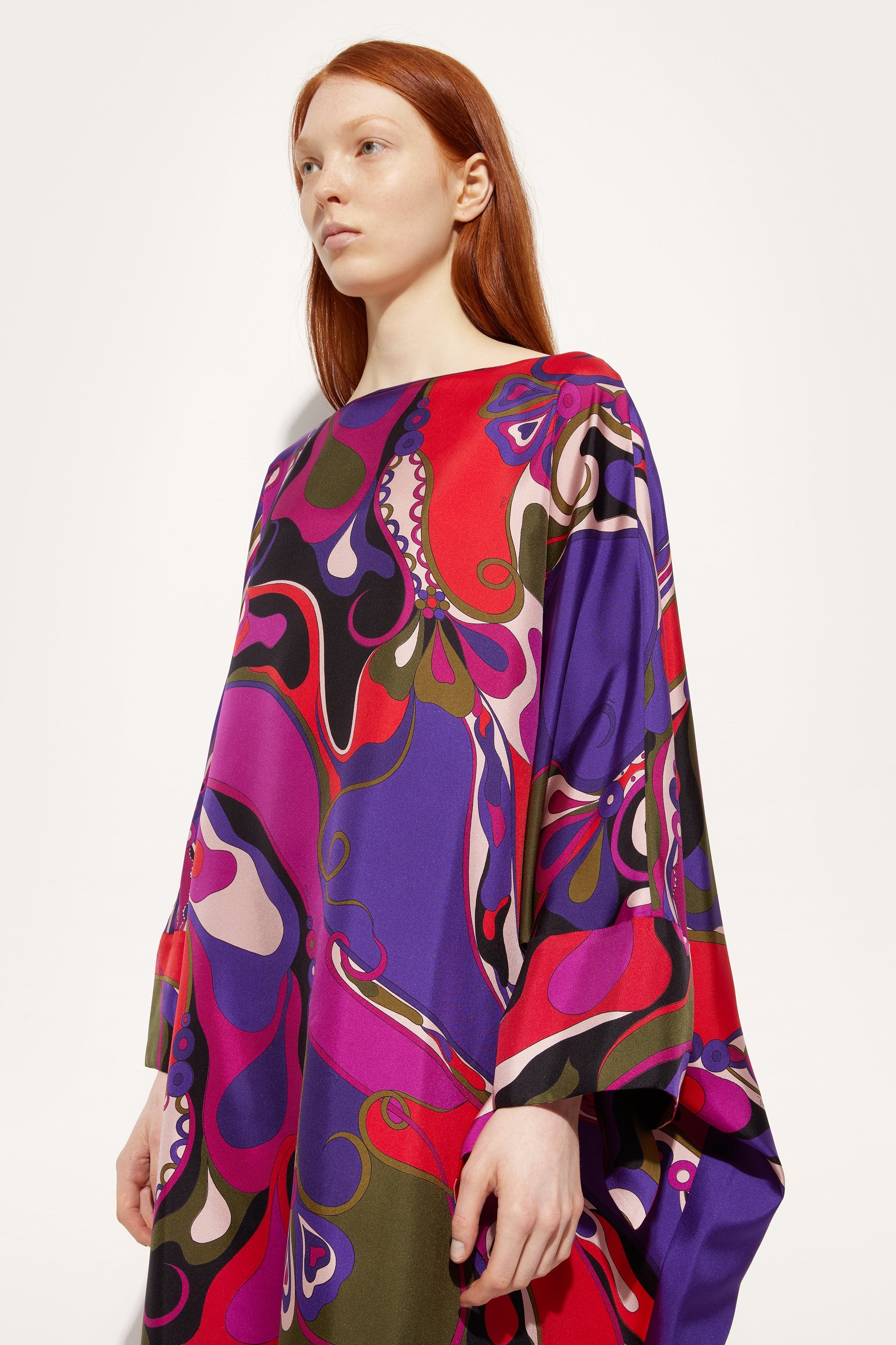 Pucci Orchidee Print Long Silk Kaftan