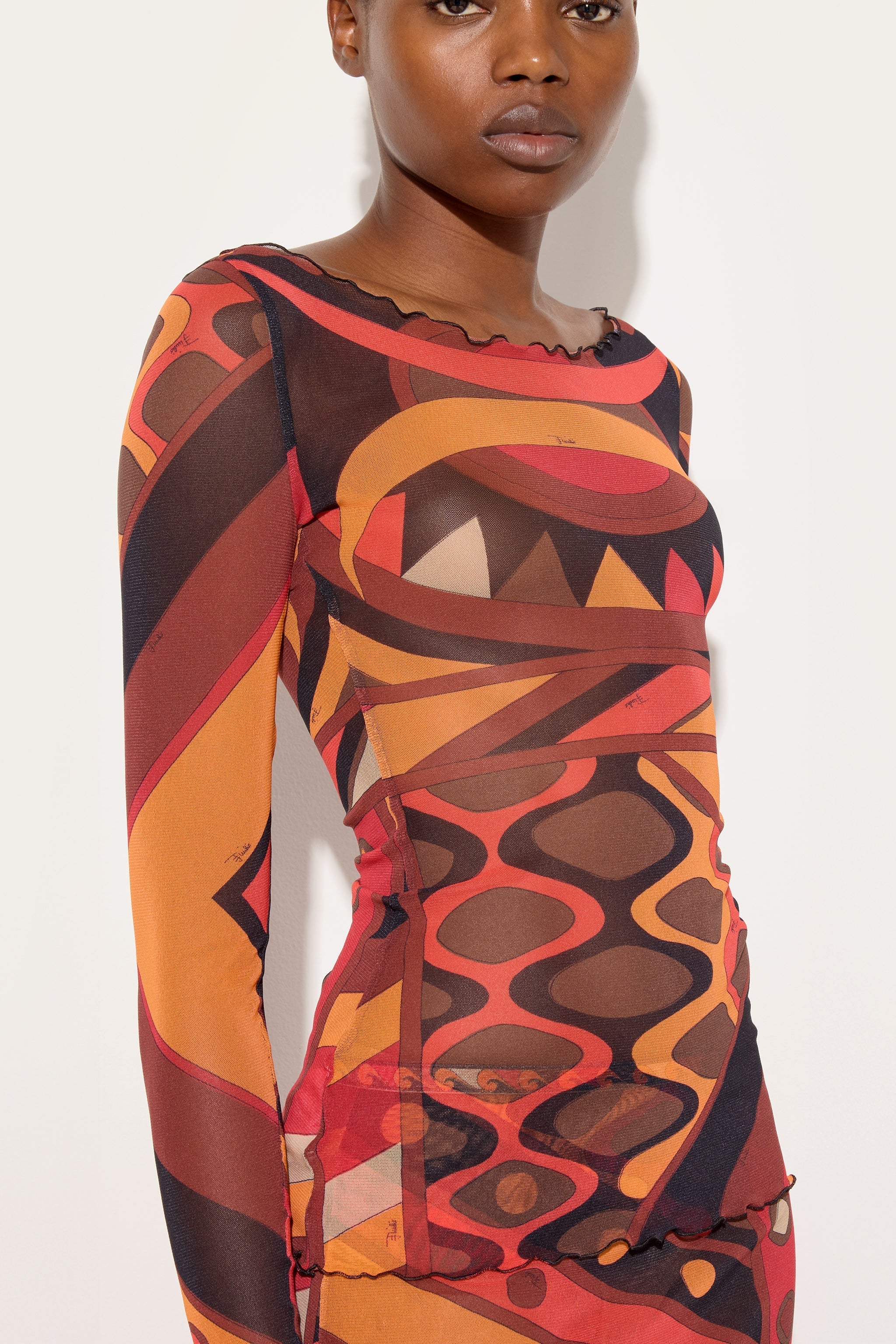 Pucci Vivara Print Tulle Top