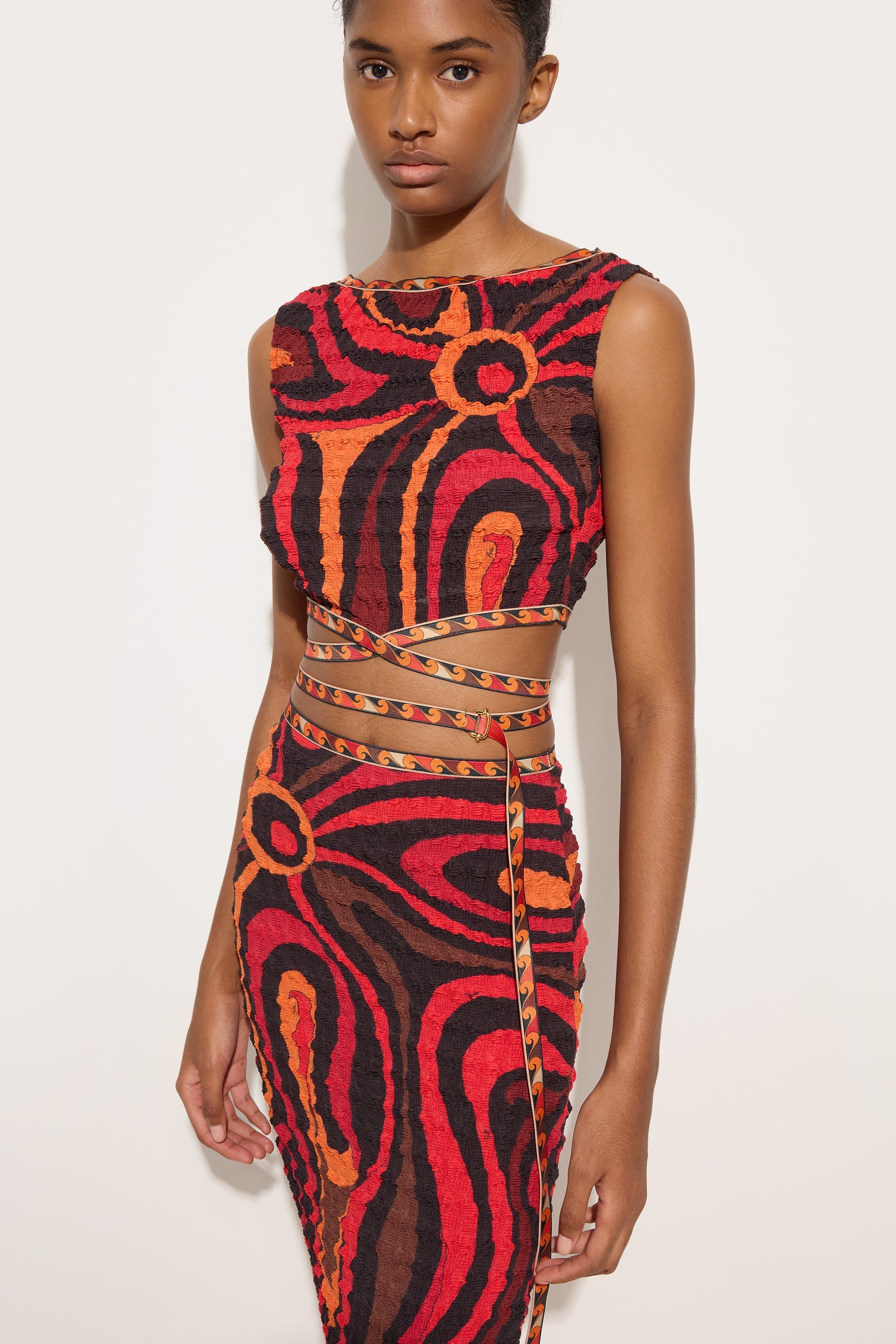Pucci Marmo Print Shibori Laced Top