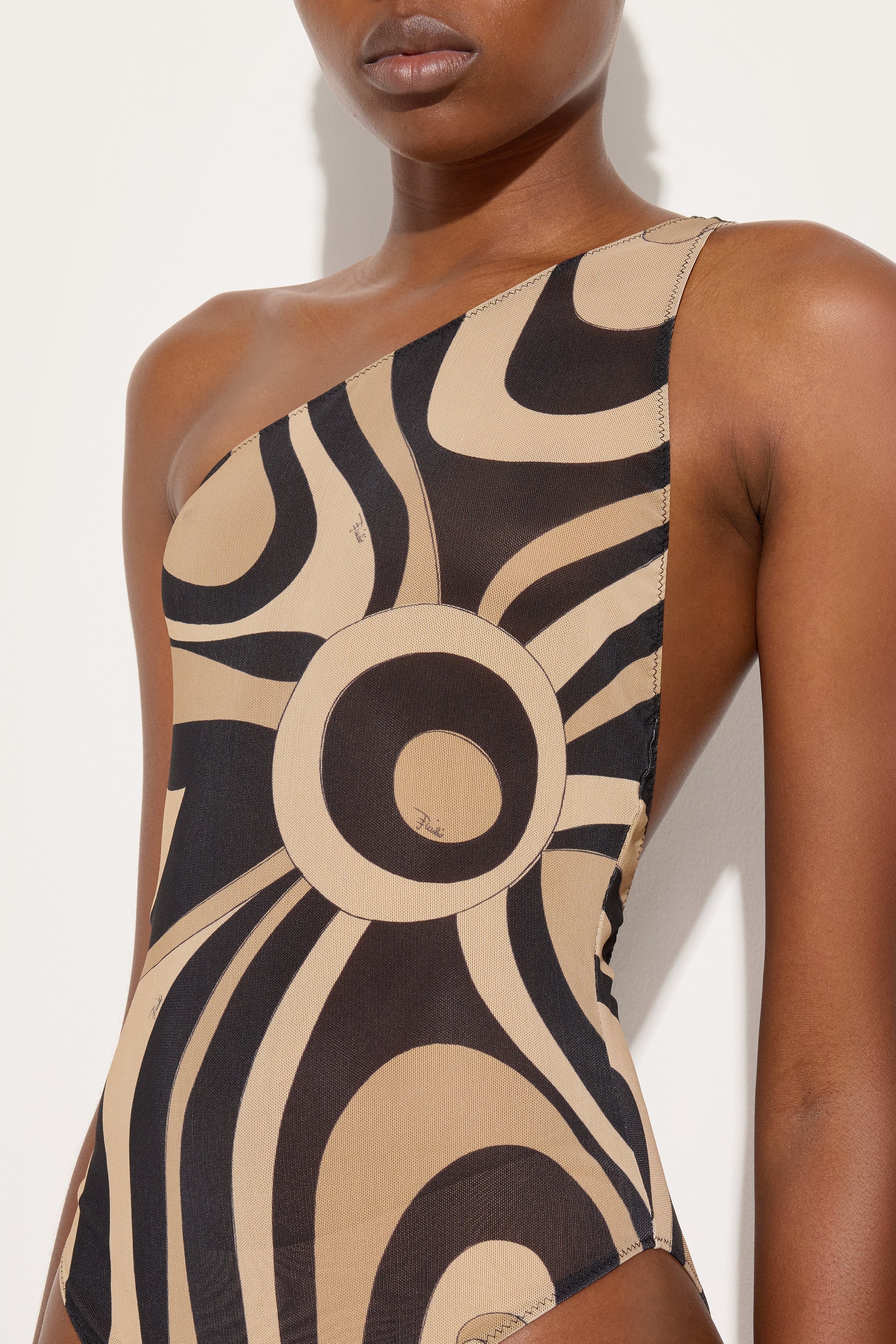 Pucci Marmo Print One-Shoulder Bodysuit