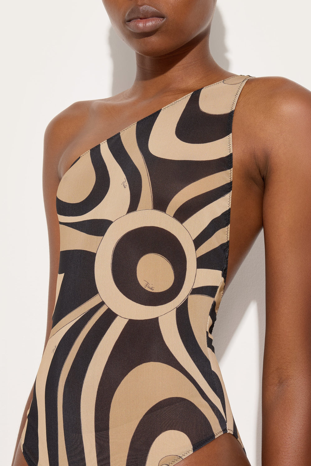 Pucci Marmo Print One-Shoulder Bodysuit