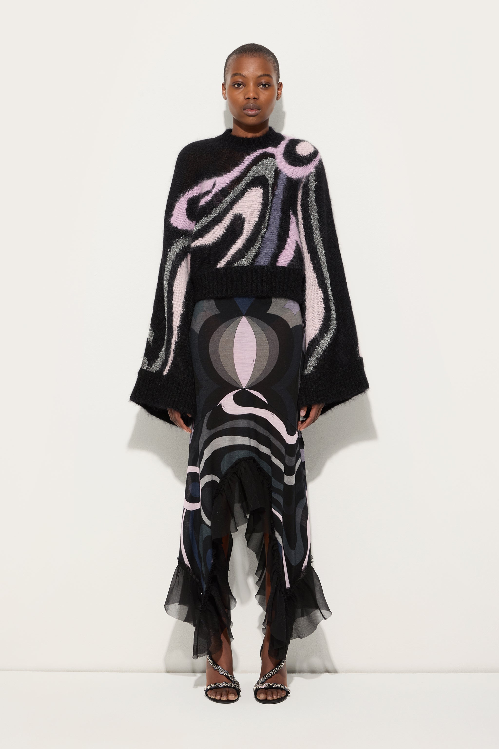 Pucci Cropped Sweater with Marmo Inlay