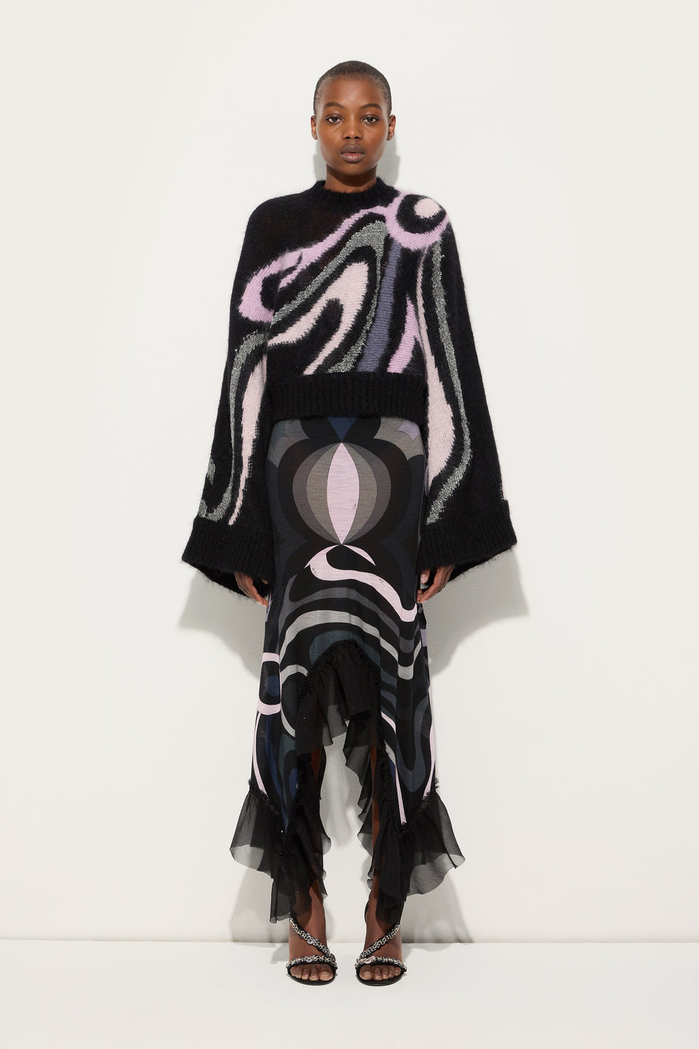 Pucci Cropped Sweater with Marmo Inlay