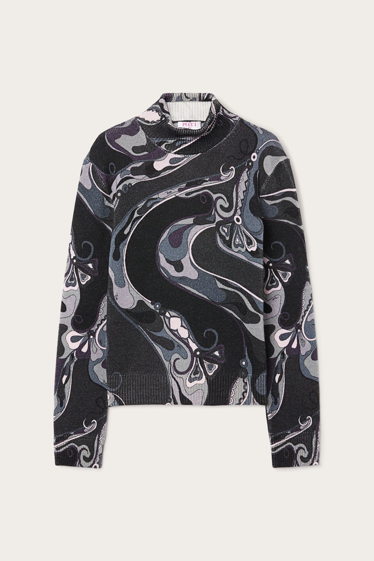 Pucci Orchidee Print High Neck Sweater in Wool