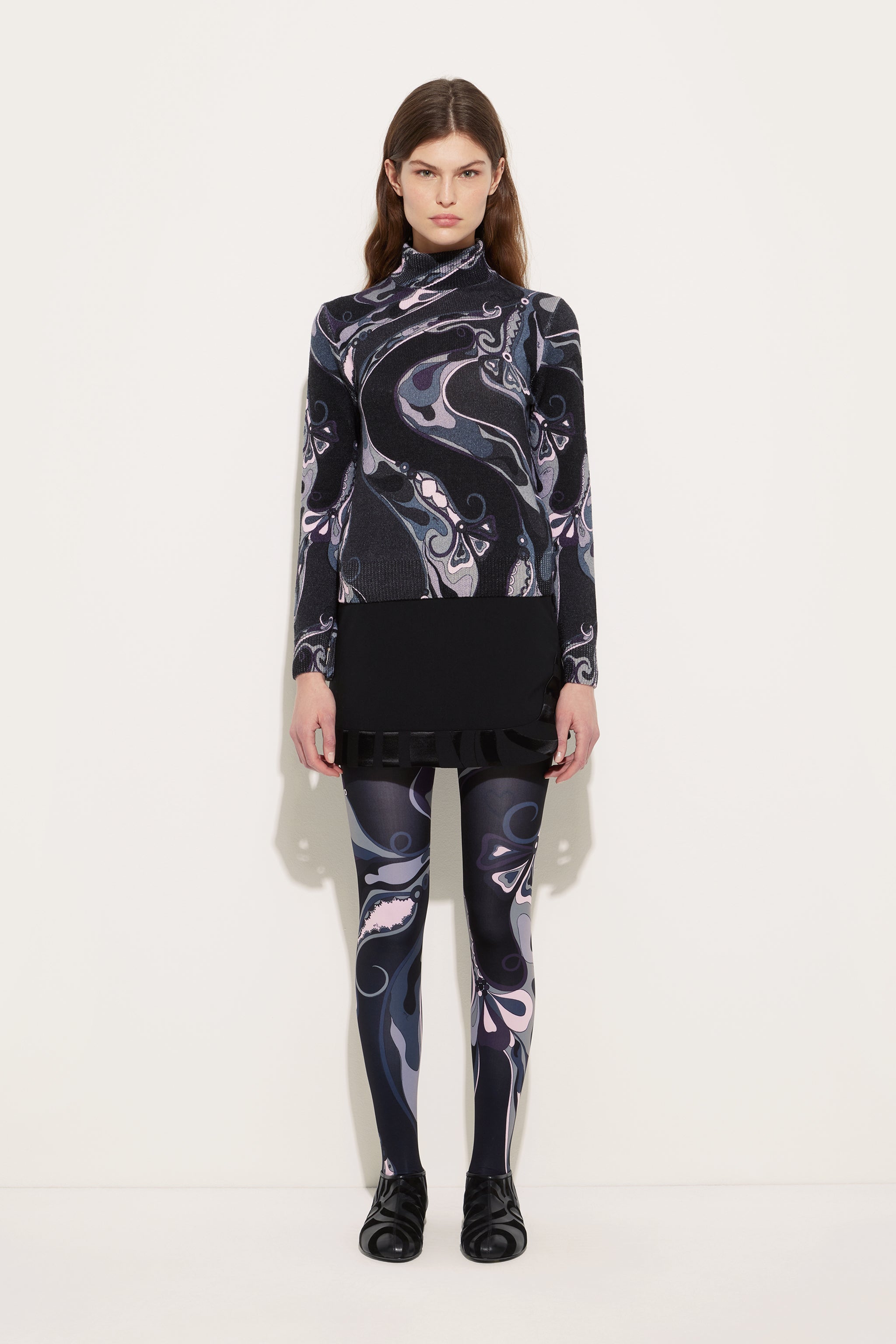 Pucci Orchidee Print High Neck Sweater in Wool