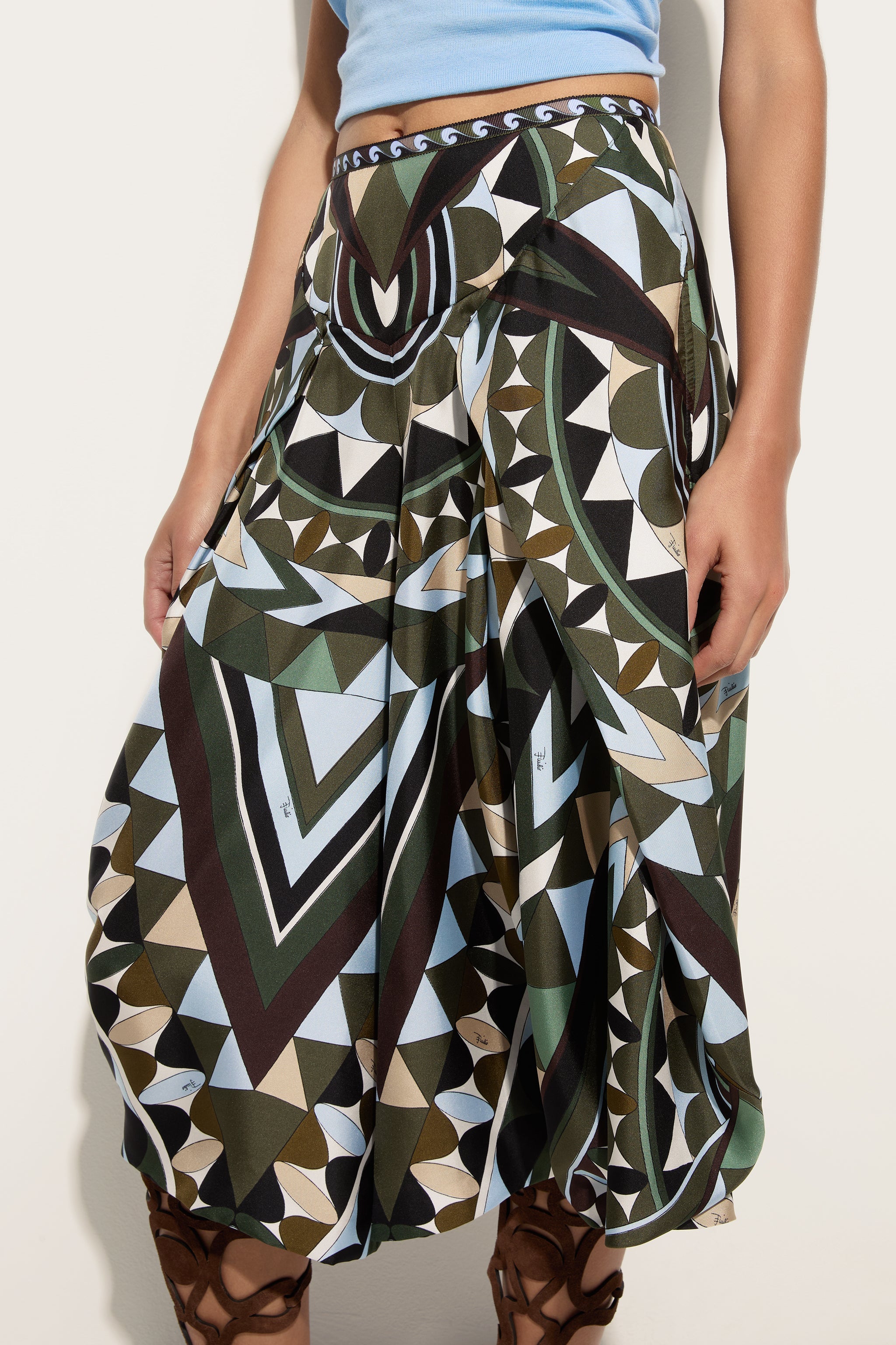 Pucci Manuba Print Wide Silk Pants