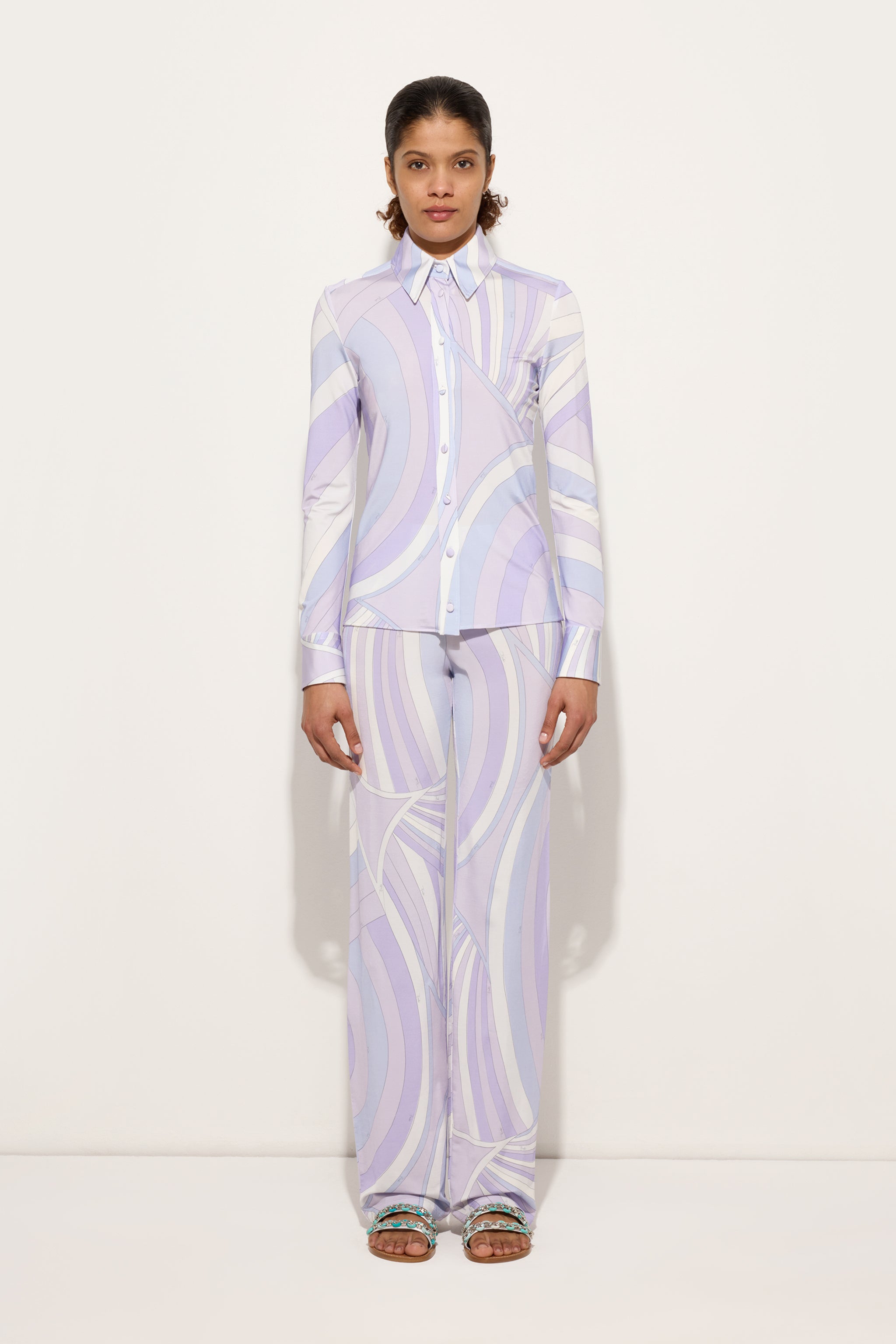 Pucci Iride Print Straight Trousers