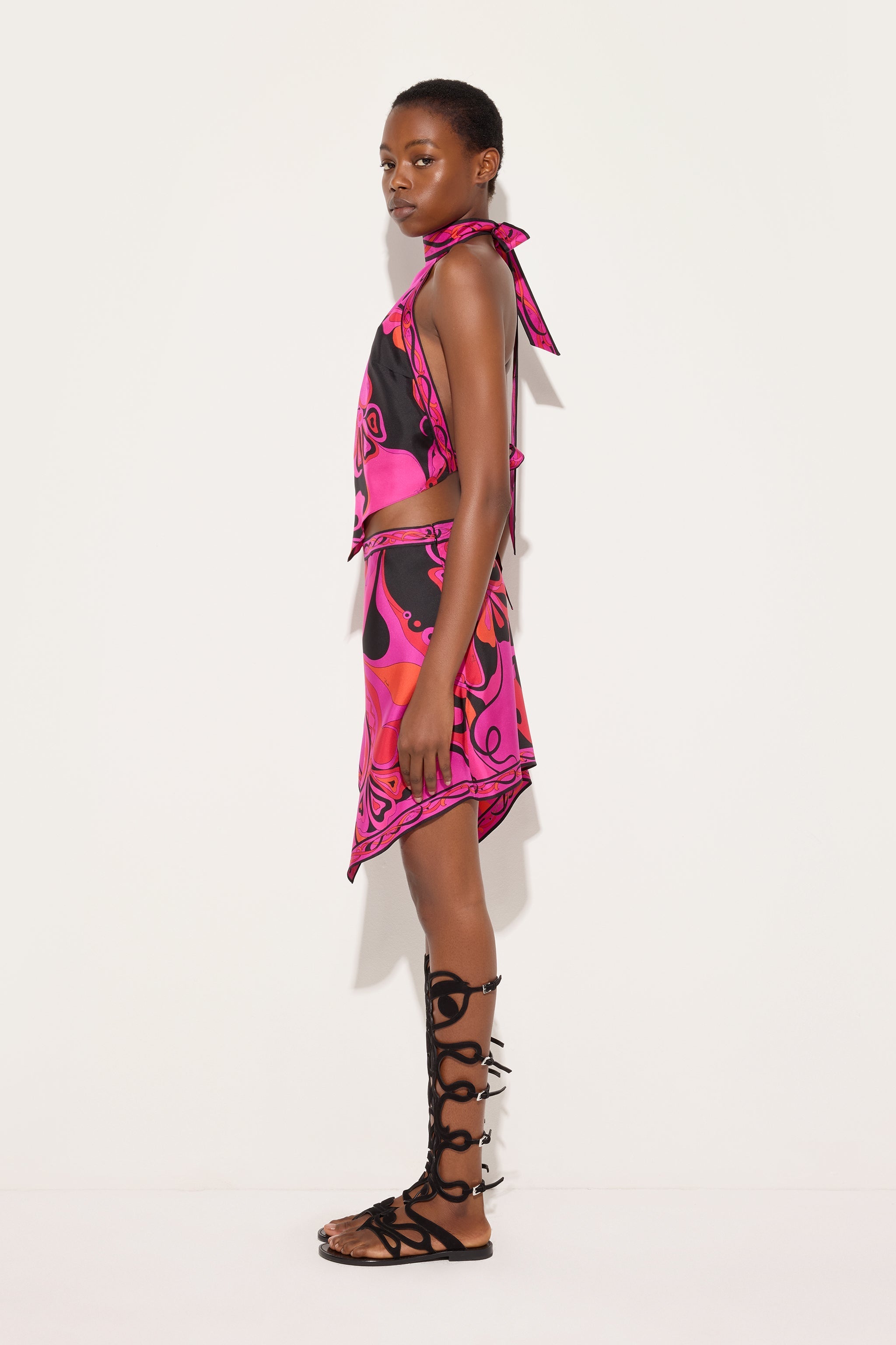 Pucci Orchidee Print Silk Scarf Skirt