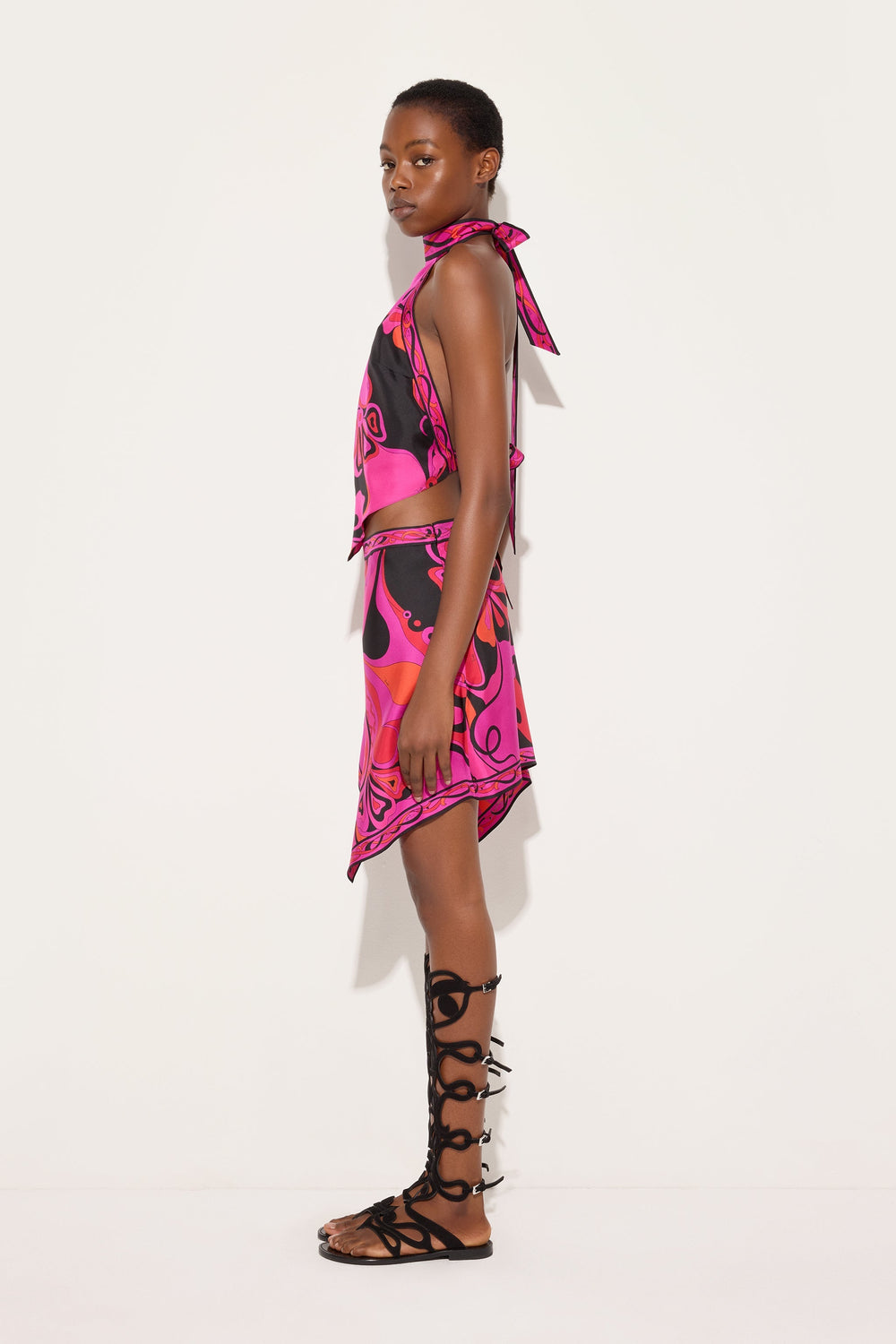 Pucci Orchidee Print Silk Scarf Skirt