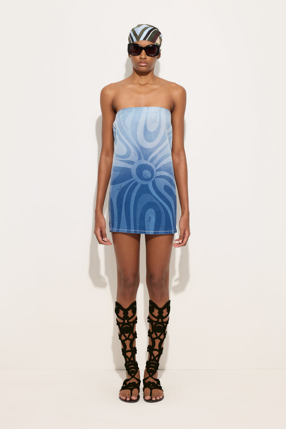 Pucci Marmo Print Short Denim Dress
