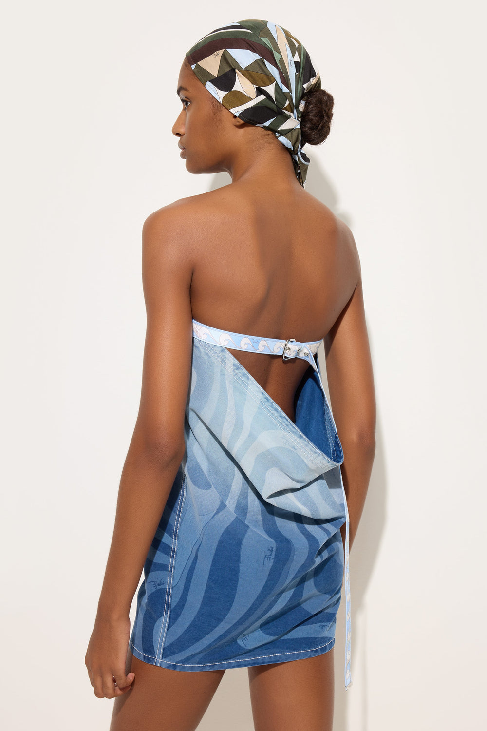 Pucci Marmo Print Short Denim Dress