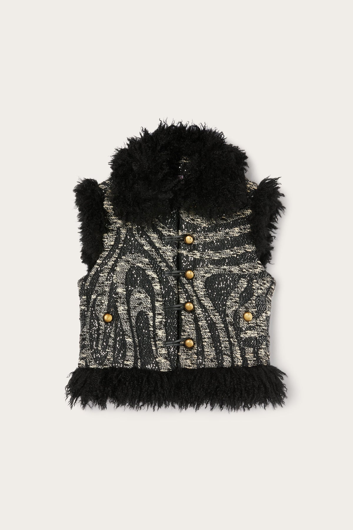 Pucci Tweed Waistcoat with Fur Details