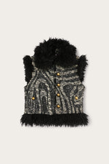 Pucci Tweed Waistcoat with Fur Details