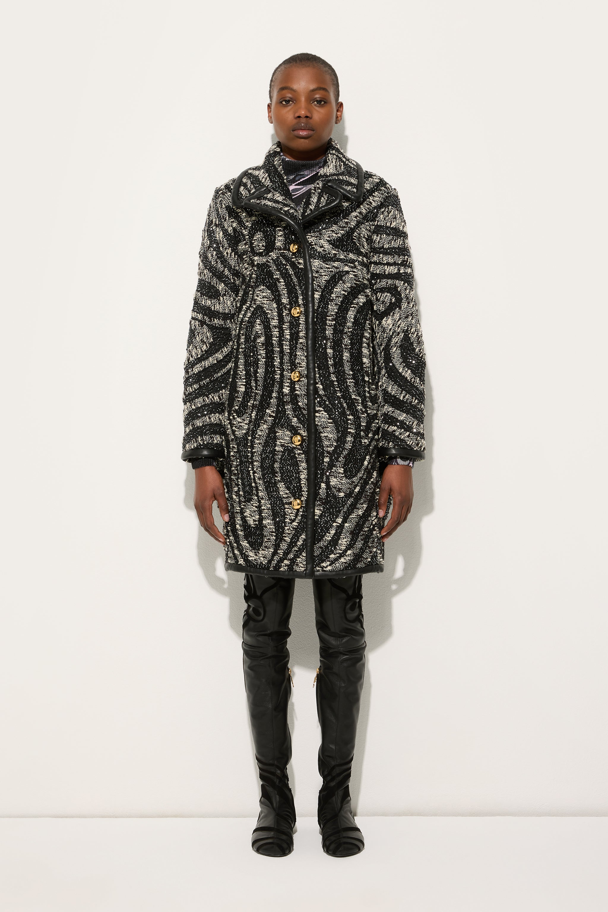 Pucci Tweed Coat with Marmo Pattern