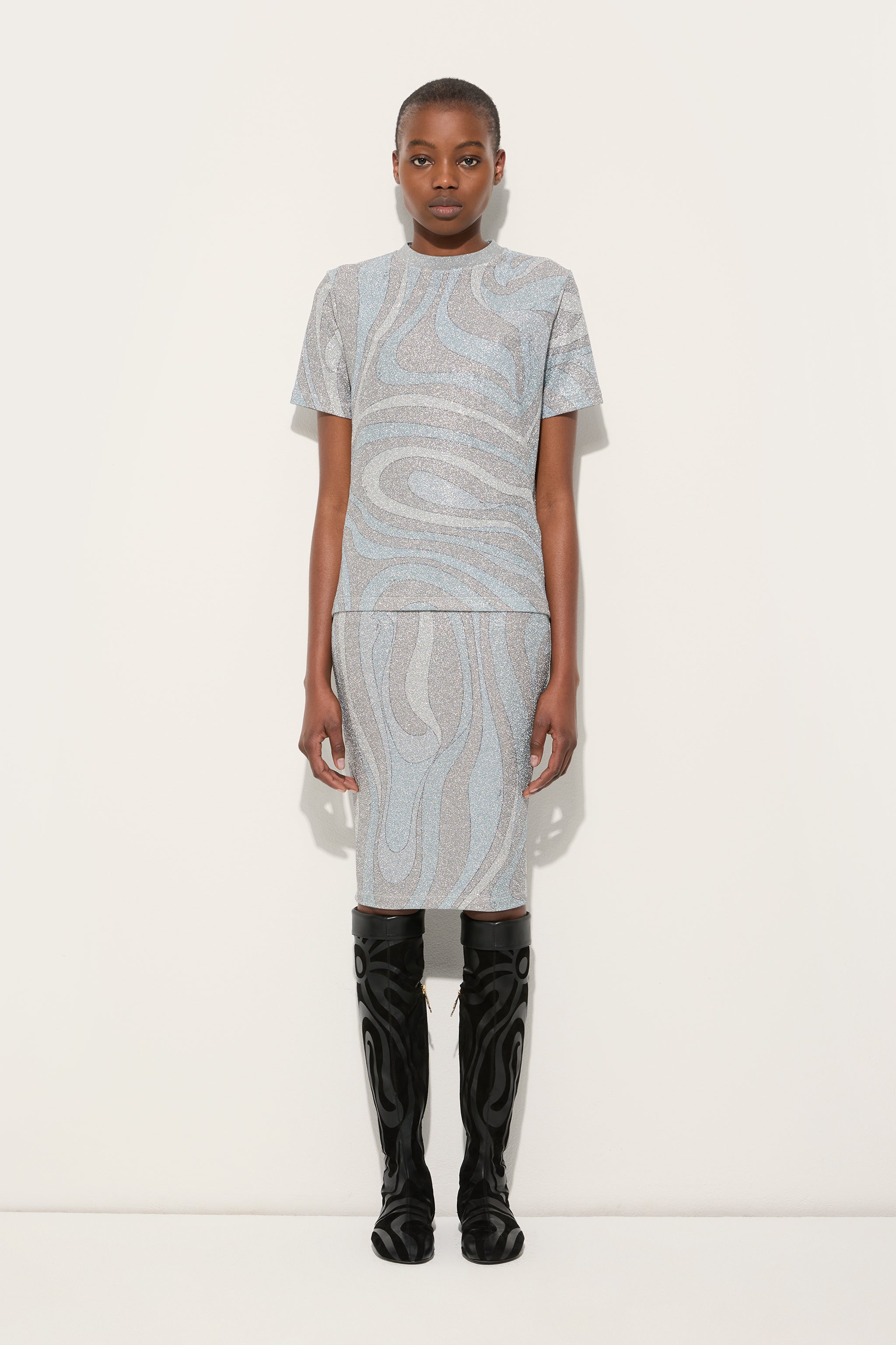 Pucci Marmo Print Jersey Lamé T-shirt
