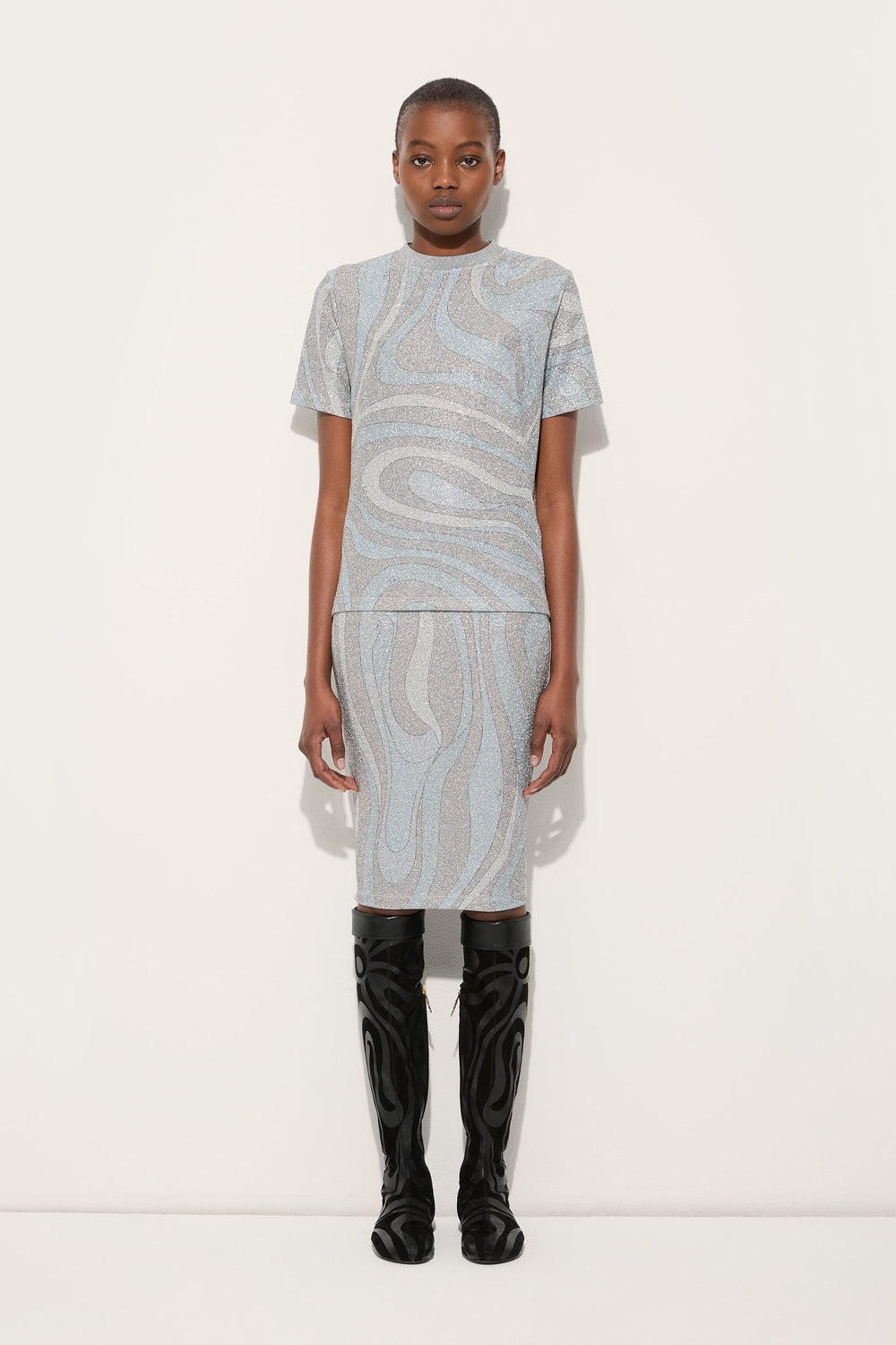 Pucci Marmo Print Jersey Lamé T-shirt