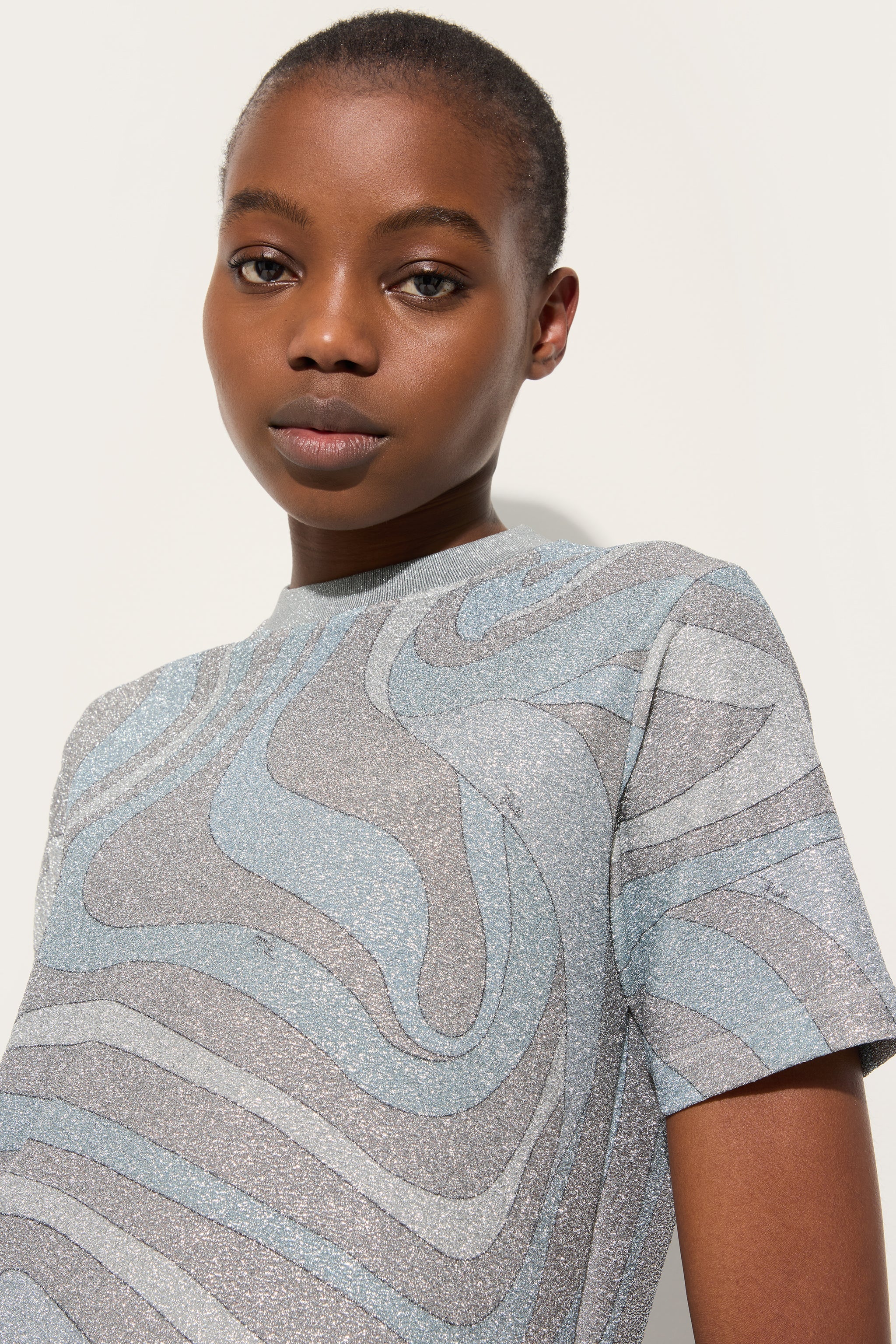 Pucci Marmo Print Jersey Lamé T-shirt