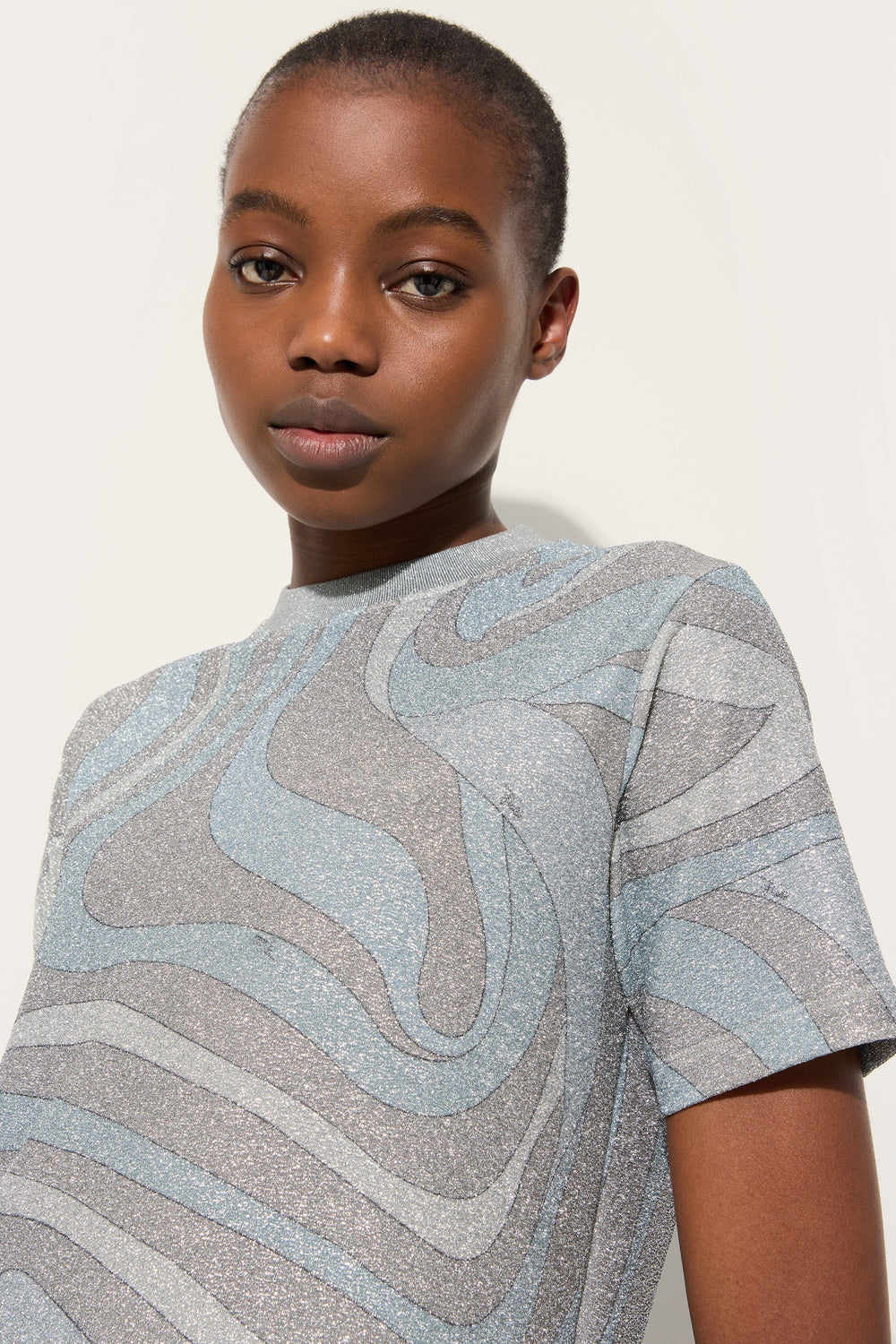 Pucci Marmo Print Jersey Lamé T-shirt
