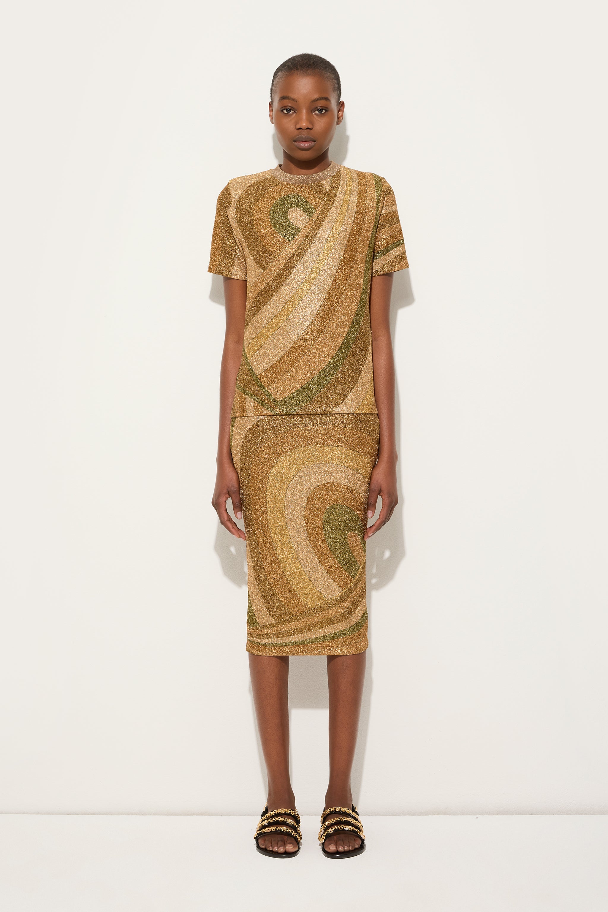 Pucci Marmo Print Jersey Lamé T-shirt