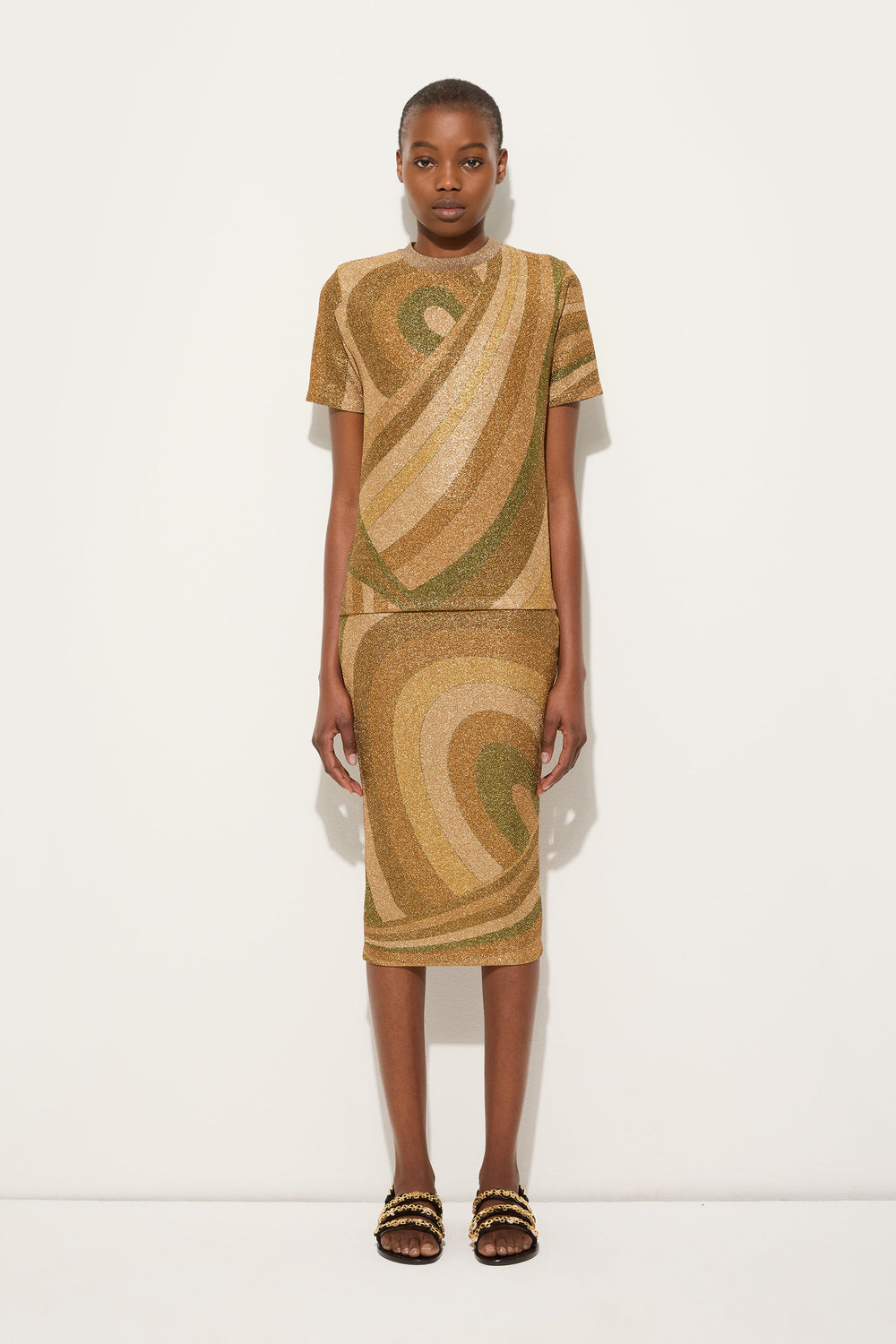 Pucci Marmo Print Jersey Lamé T-shirt