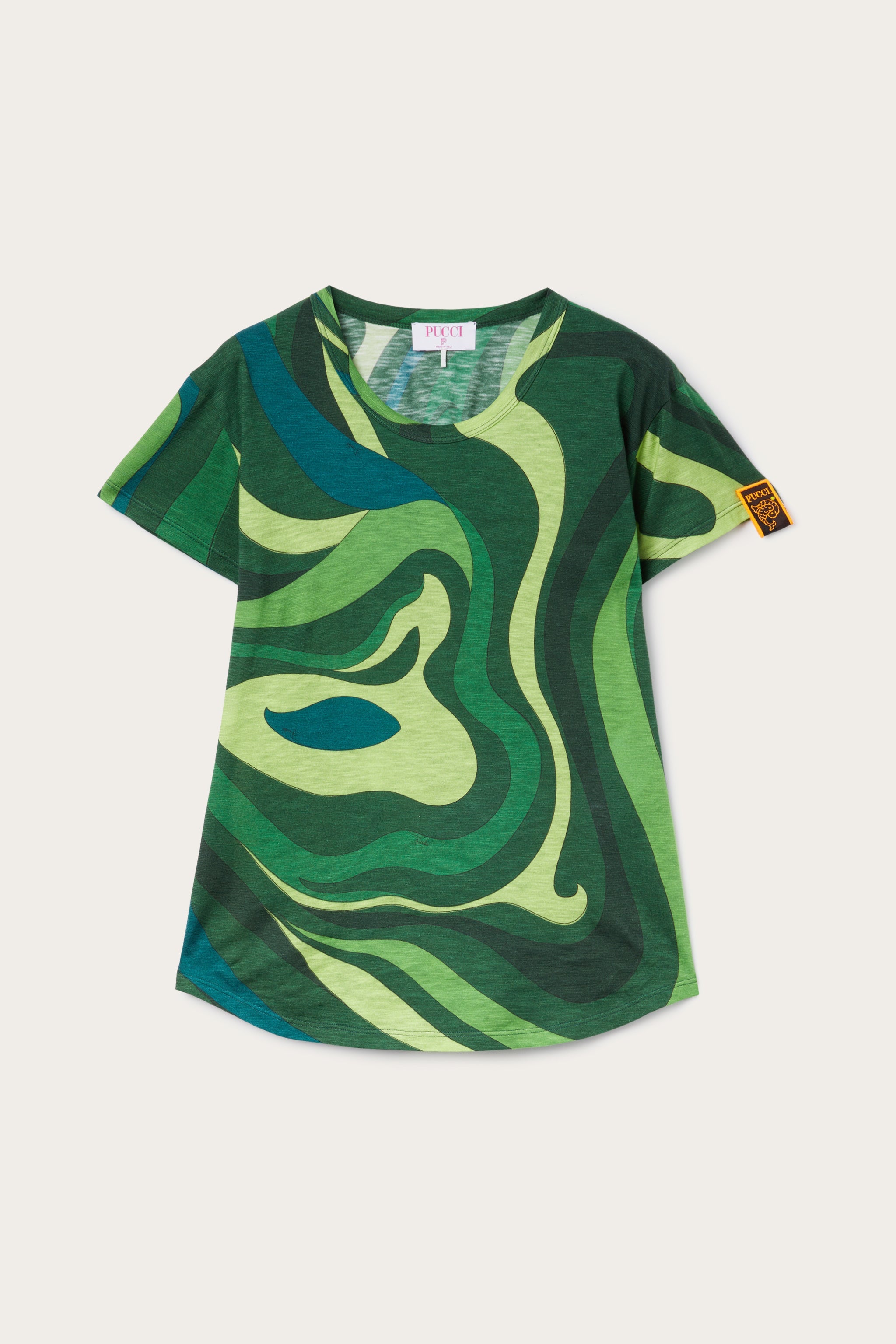 Pucci Flamed Jersey T-Shirt with Allover Print