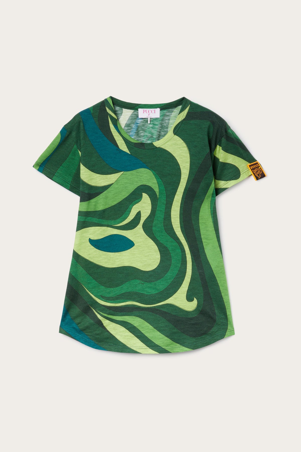 Pucci Flamed Jersey T-Shirt with Allover Print