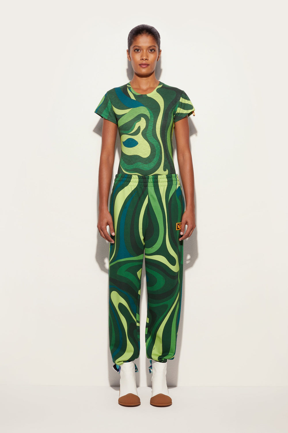 Pucci Flamed Jersey T-Shirt with Allover Print