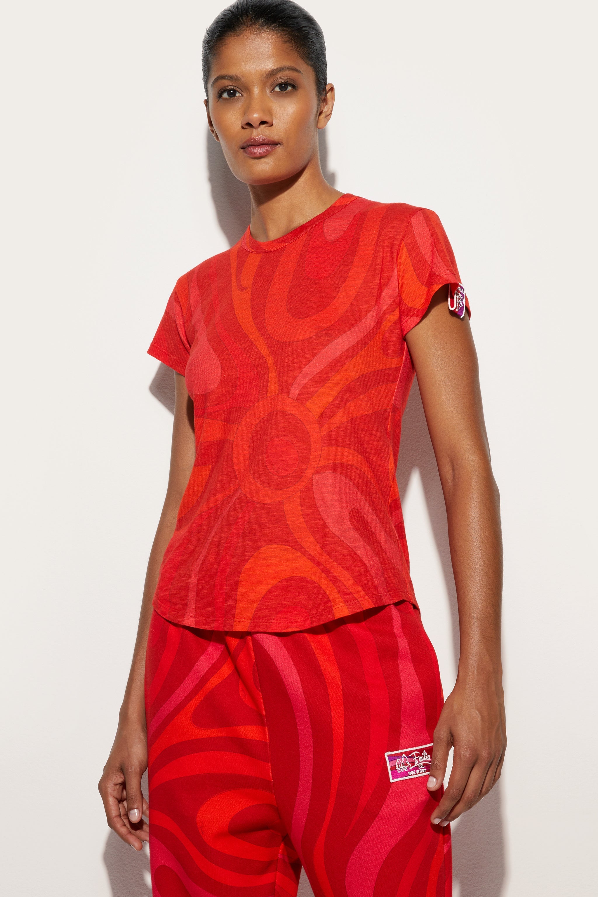 Pucci Flamed Jersey T-Shirt with Allover Print
