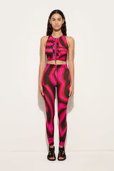 Pucci Labirinto Print Ruffle Sleeveless Top