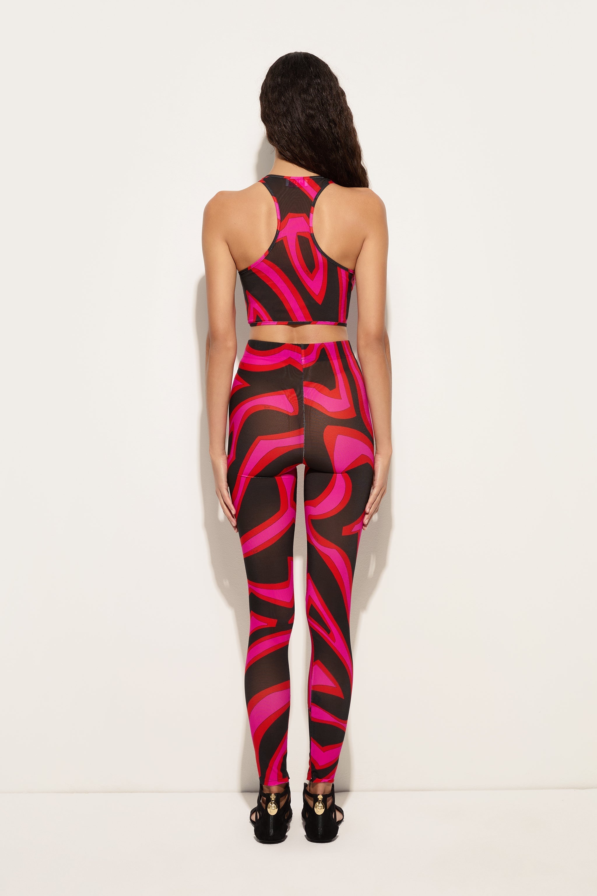 Pucci Labirinto Print Ruffle Sleeveless Top