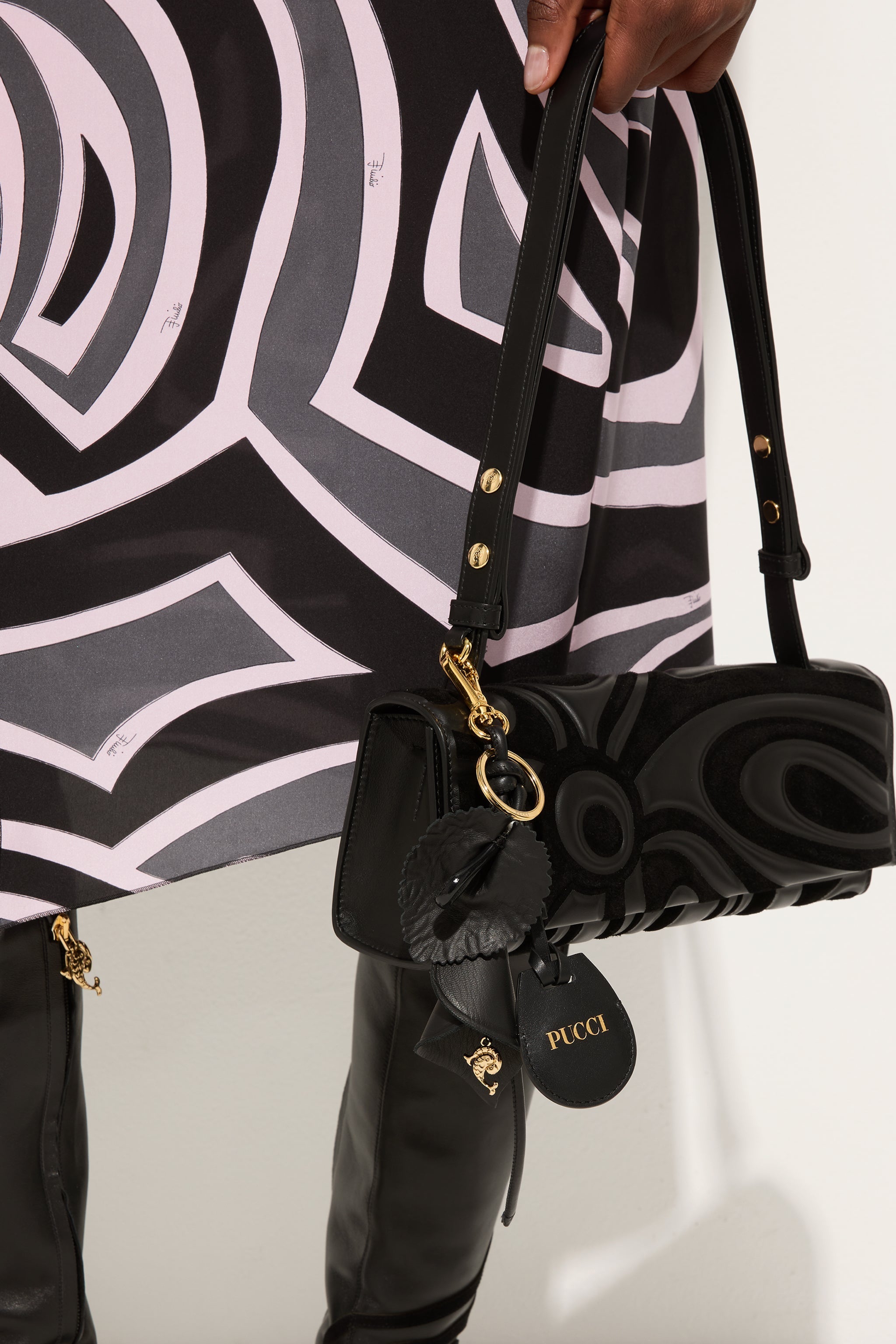 Pucci Leather Keyring and Tag Holder