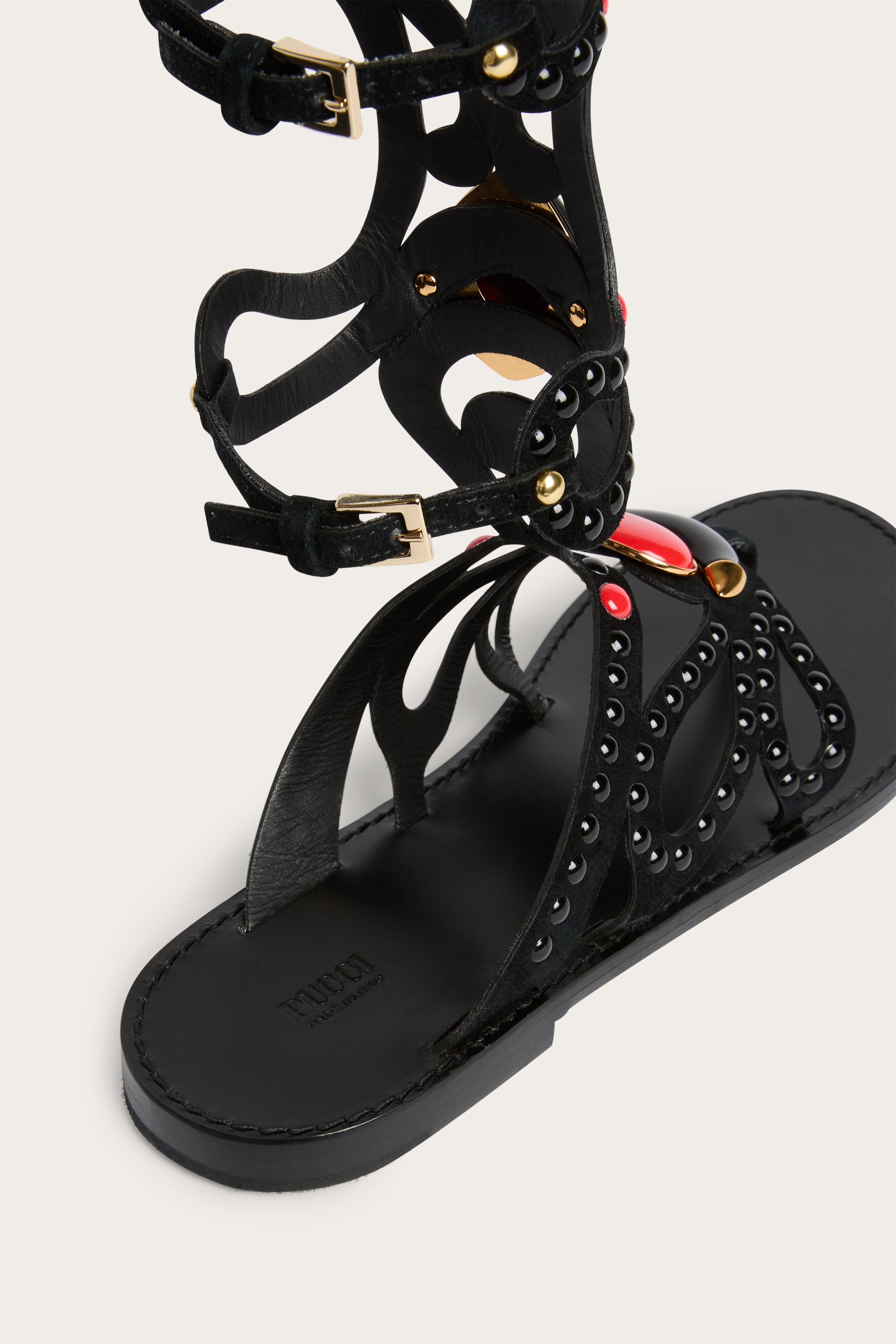 Pucci Black Embellished Gladiator Sandals